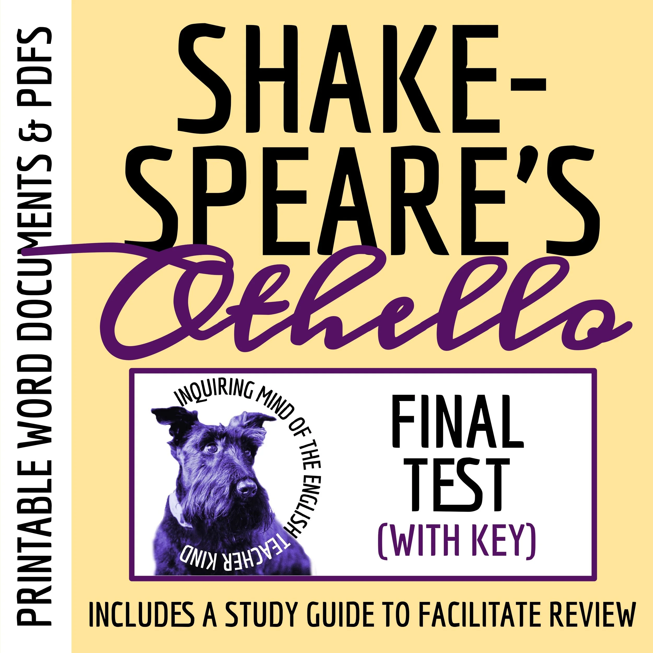 Shakespeare's Othello Test and Answer Key with Study Guide and Essay Rubric