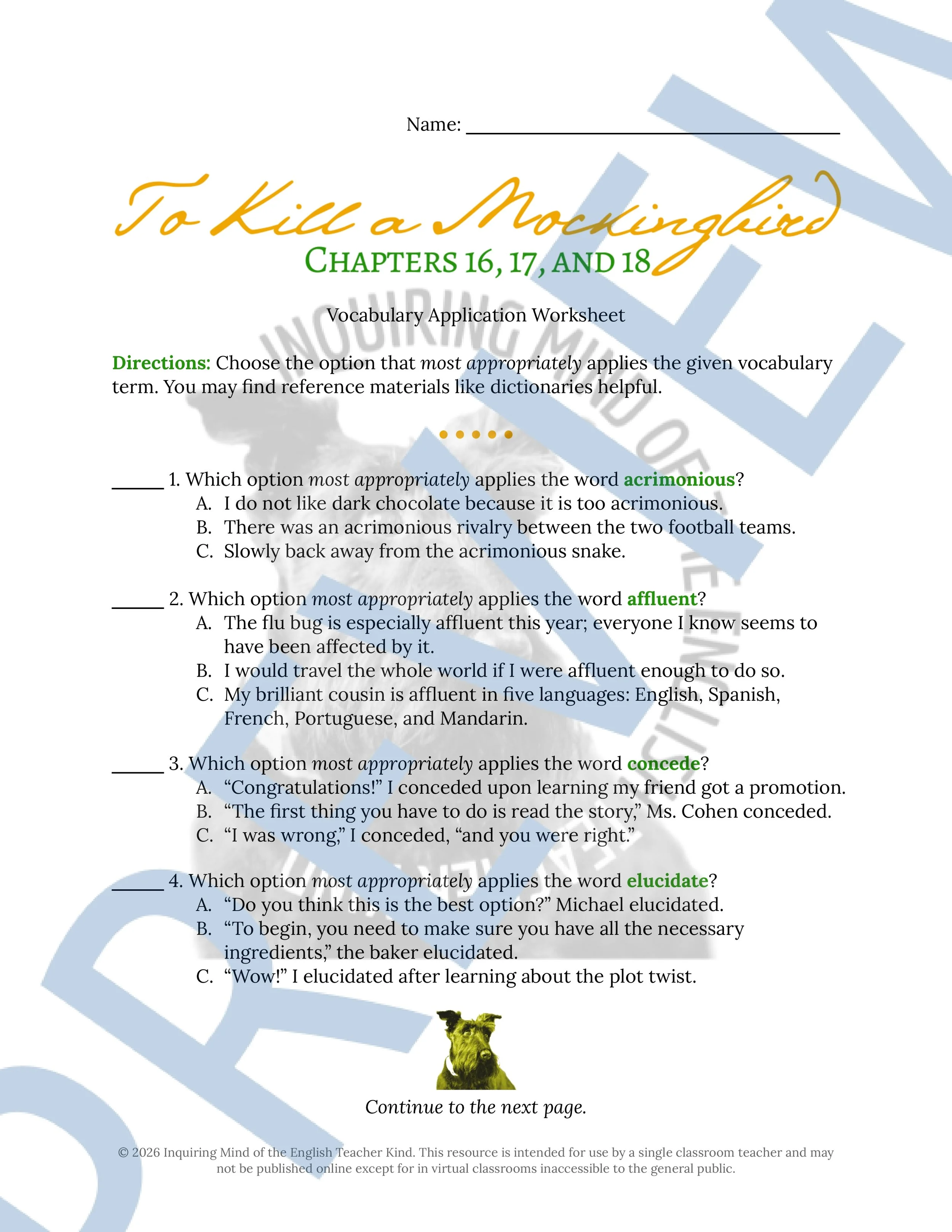 To Kill a Mockingbird Chapters 16, 17, and 18 Vocabulary Worksheet, Crossword Puzzle, and Word Search Game for High School ELA (1).jpg