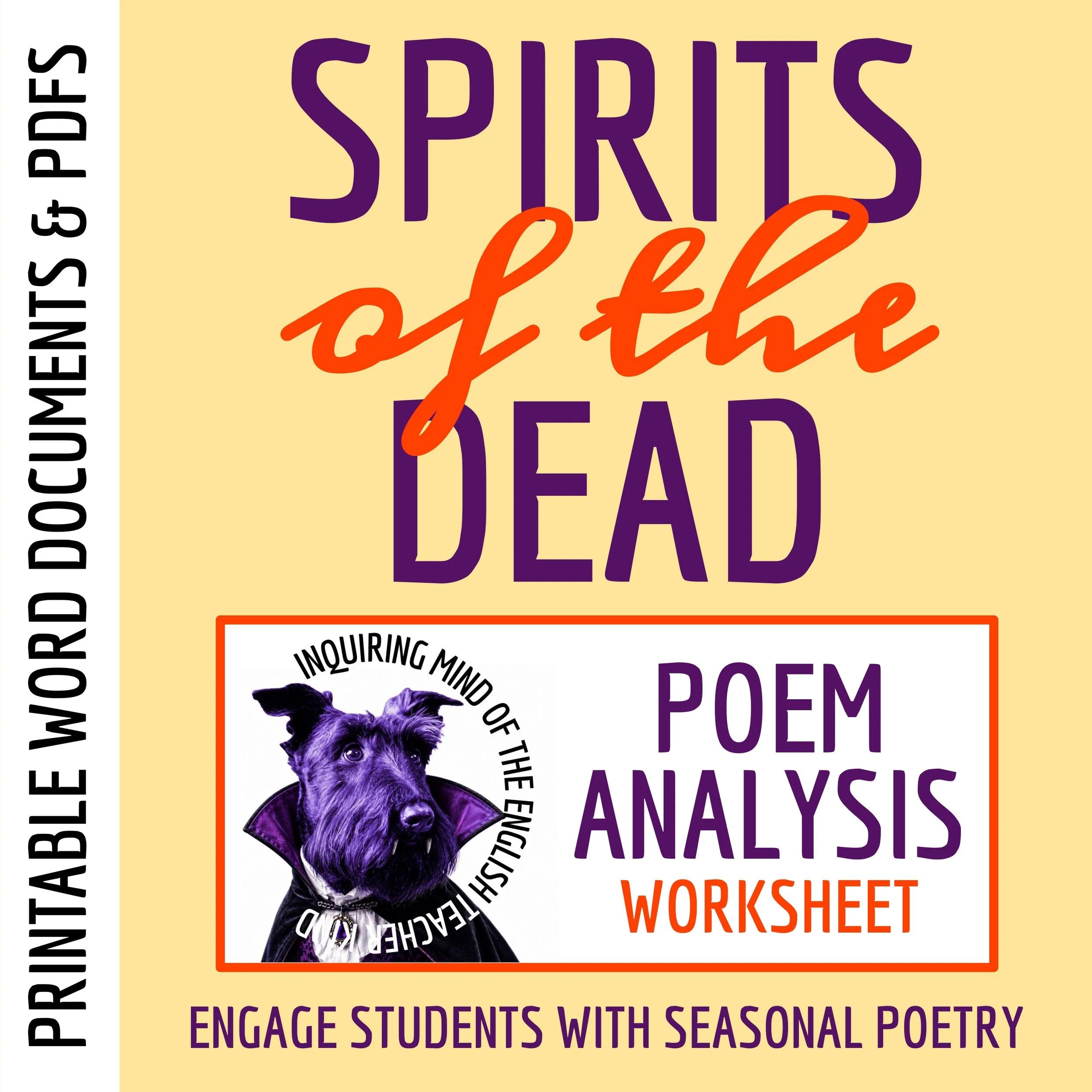 "Spirits of the Dead" by Edgar Allan Poe Poetry Analysis Worksheet | Gothic Poem | Halloween Activity
