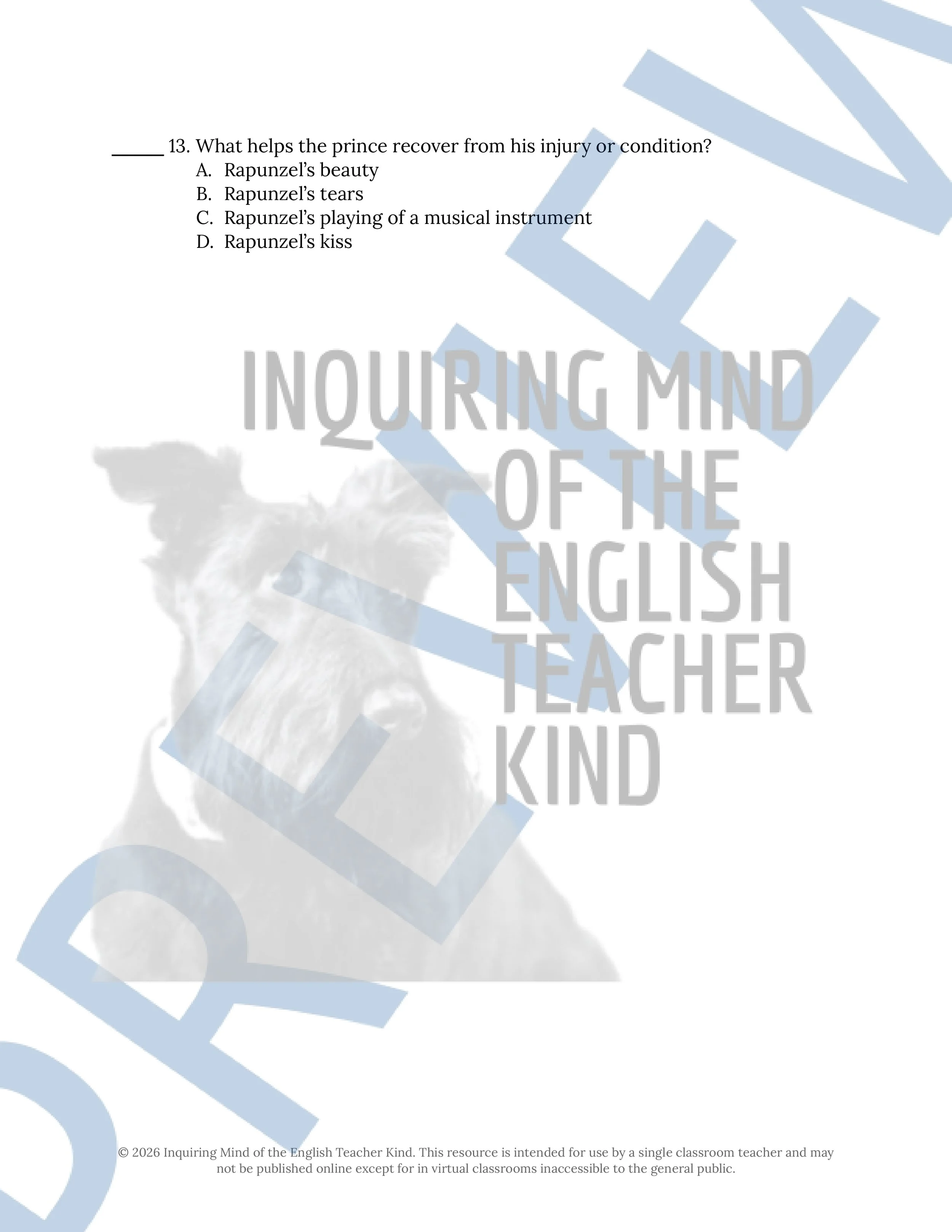 Rapunzel Brothers Grimm Fairy Tale Quiz and Answer Key (3).jpg