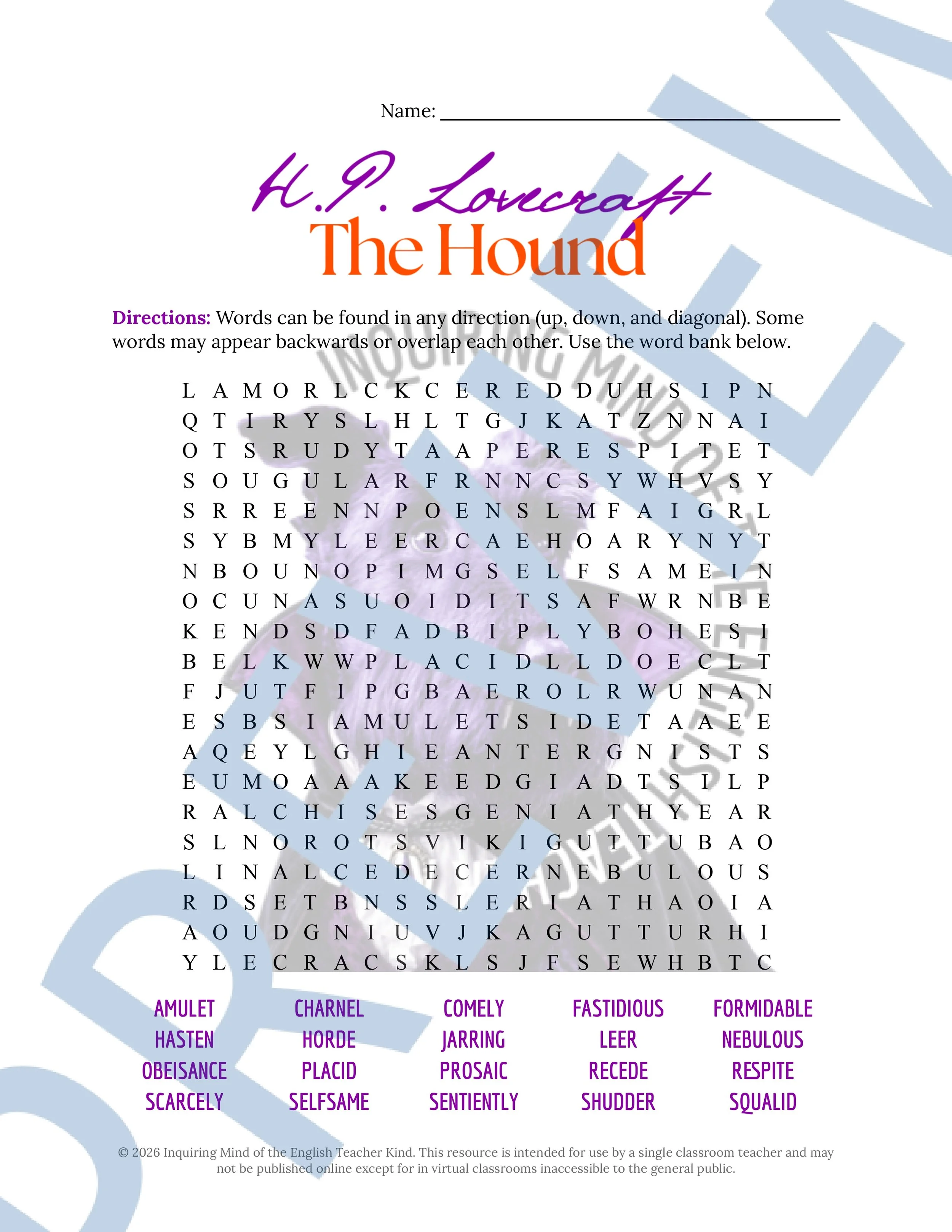 The Hound by H.P. Lovecraft Vocabulary Activities (5).jpg