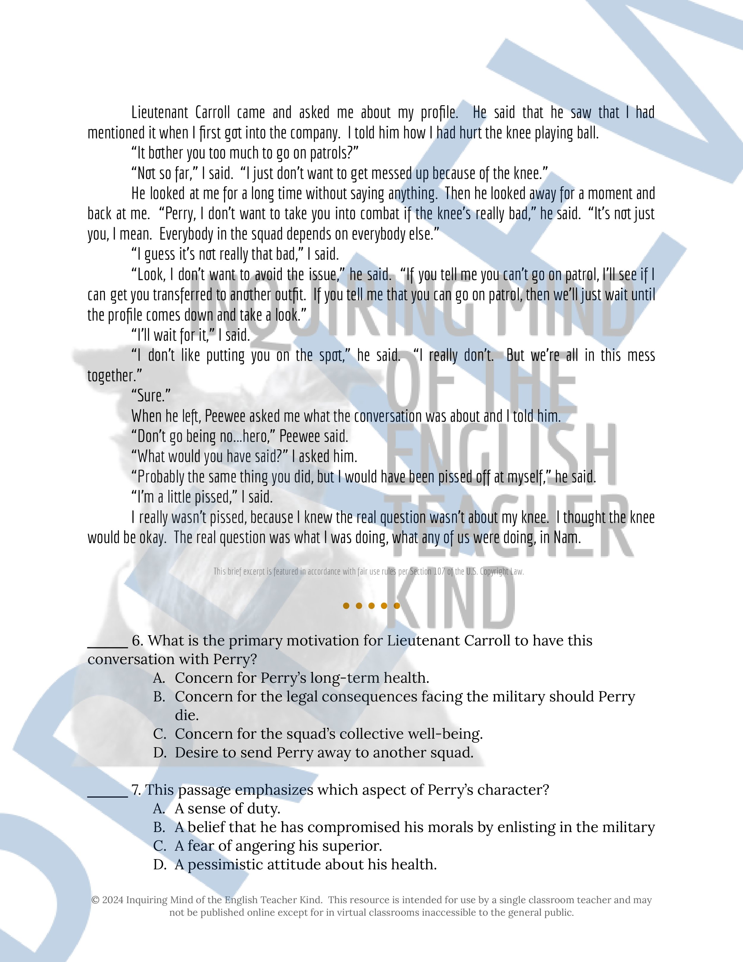 Fallen Angels Quizzes, Worksheets, Research Project, Test, and Answer Keys Mega Bundle from Inquiring Mind of the English Teacher Kind