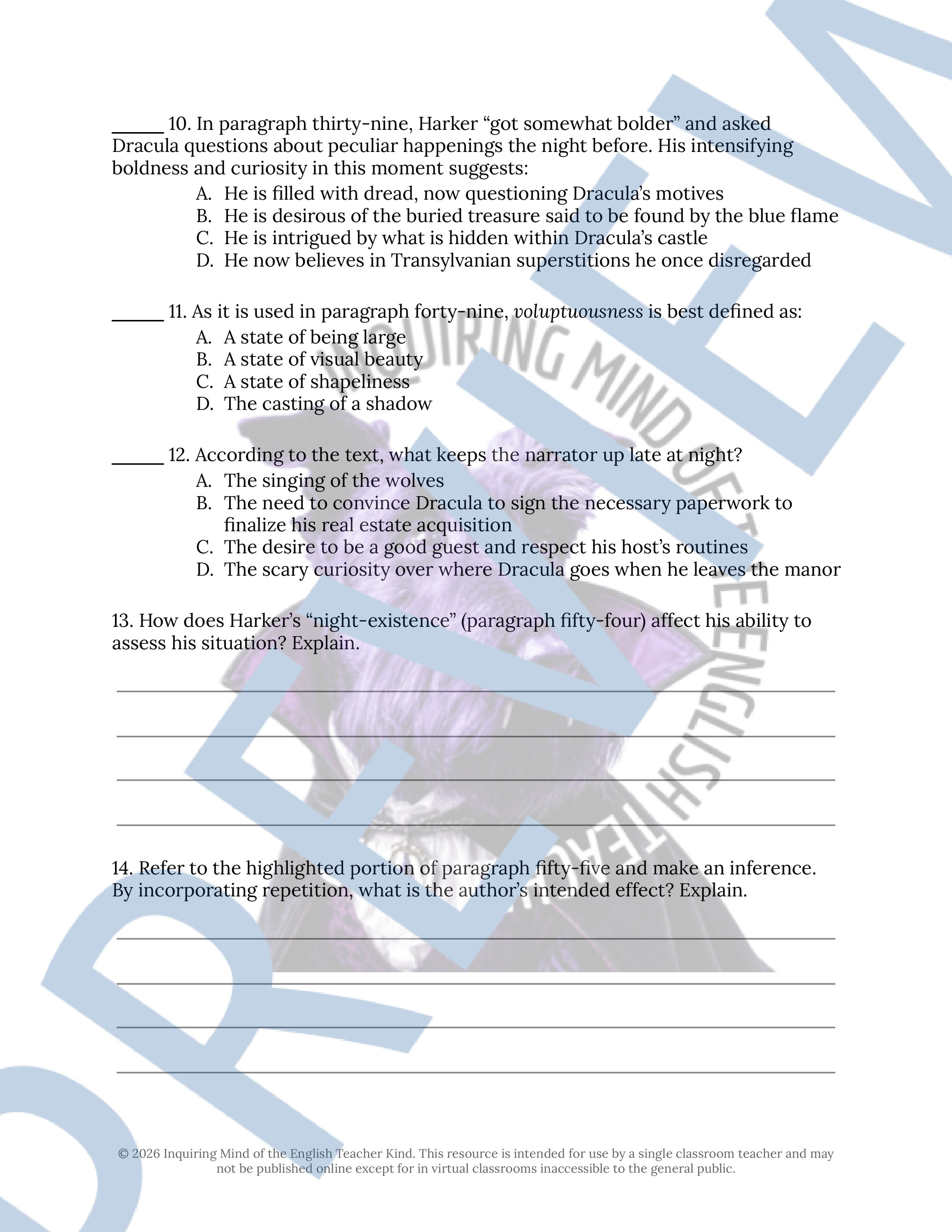 Dracula Chapter 2 Close Reading Analysis Worksheet and Answer Key for High School English Language Arts (4).jpg