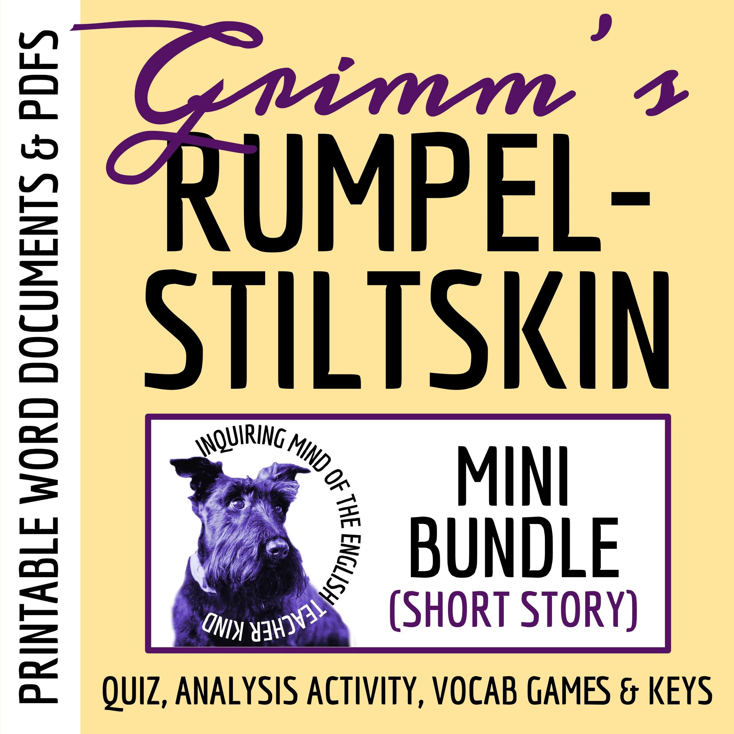 "Rumpelstiltskin" Quiz, Close Reading Activity, and Vocabulary Games (Grimm's Fairy Tale)