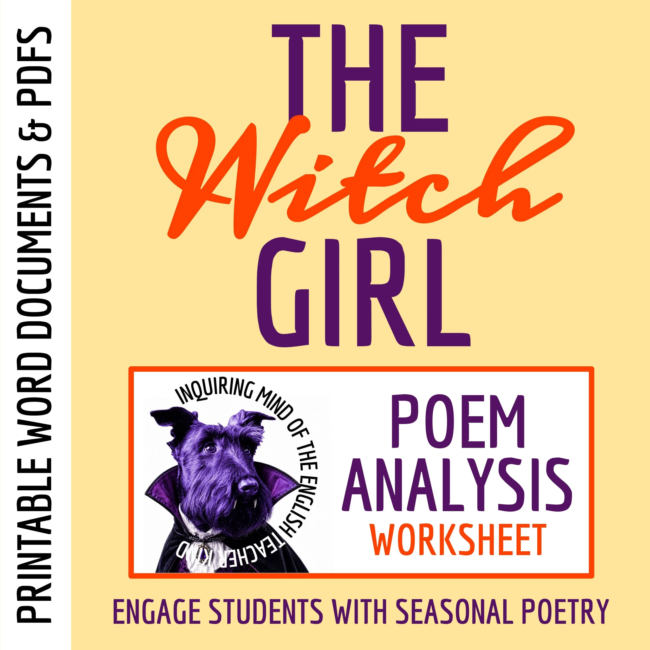 "The Witch Girl" by A. Leslie Poetry Analysis  Worksheet | Halloween Poem for High School