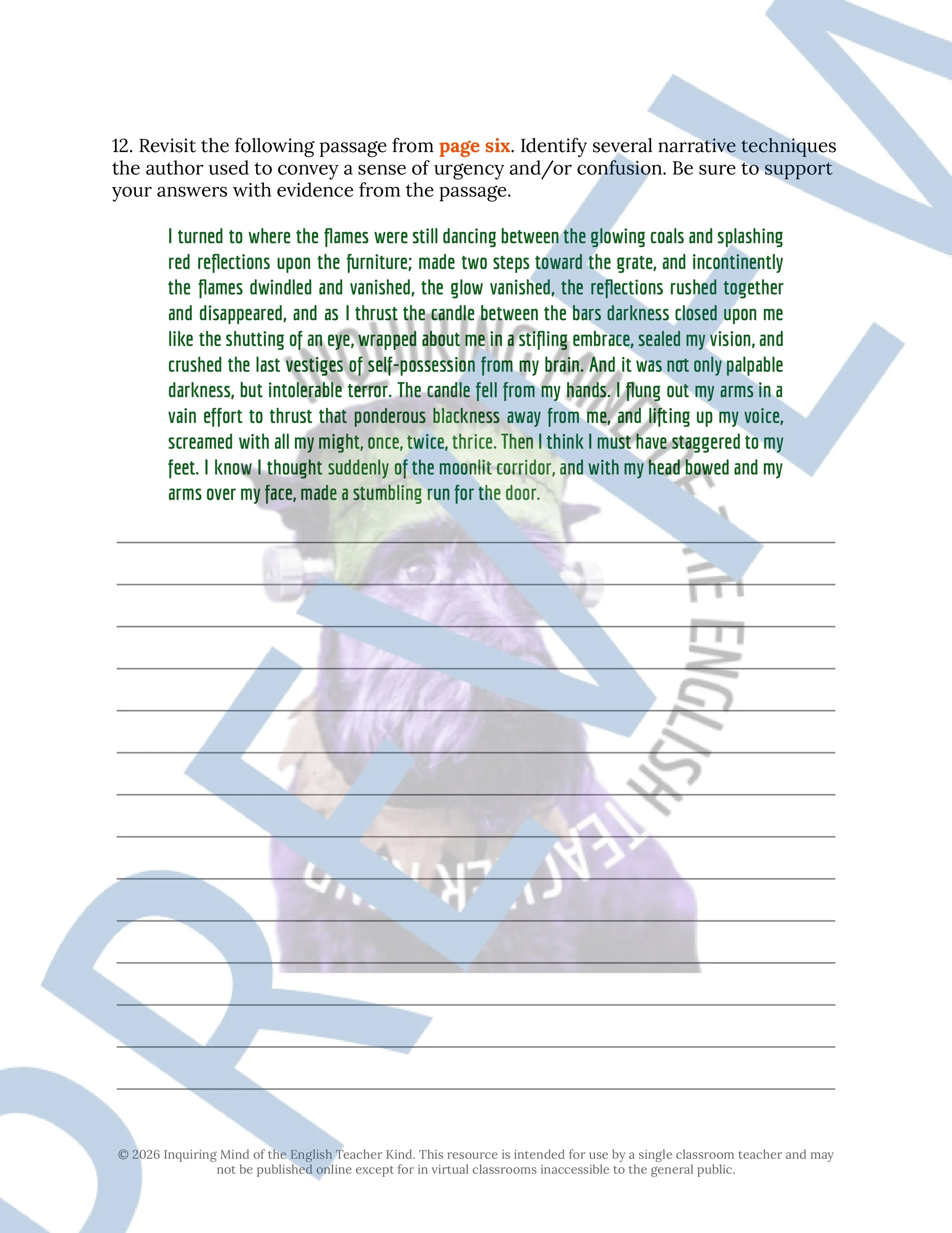 The Red Room by H.G. Wells Close Reading Analysis Worksheet - High School Short Story for the Halloween Season (4).jpg