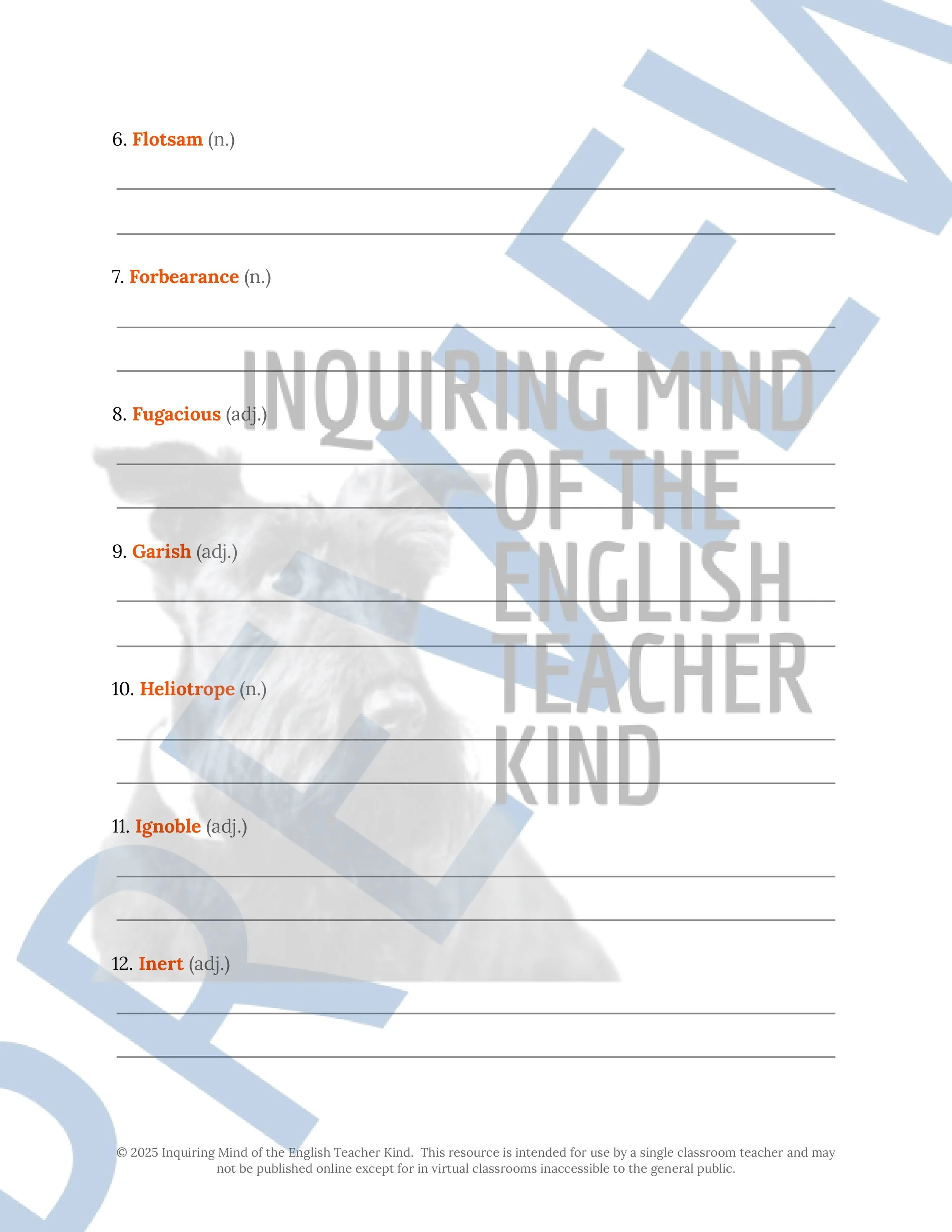 "The Furnished Room" by O. Henry Quiz, Literary Analysis Worksheet, and Vocabulary Activities for High School from Inquiring Mind of the English Teacher Kind