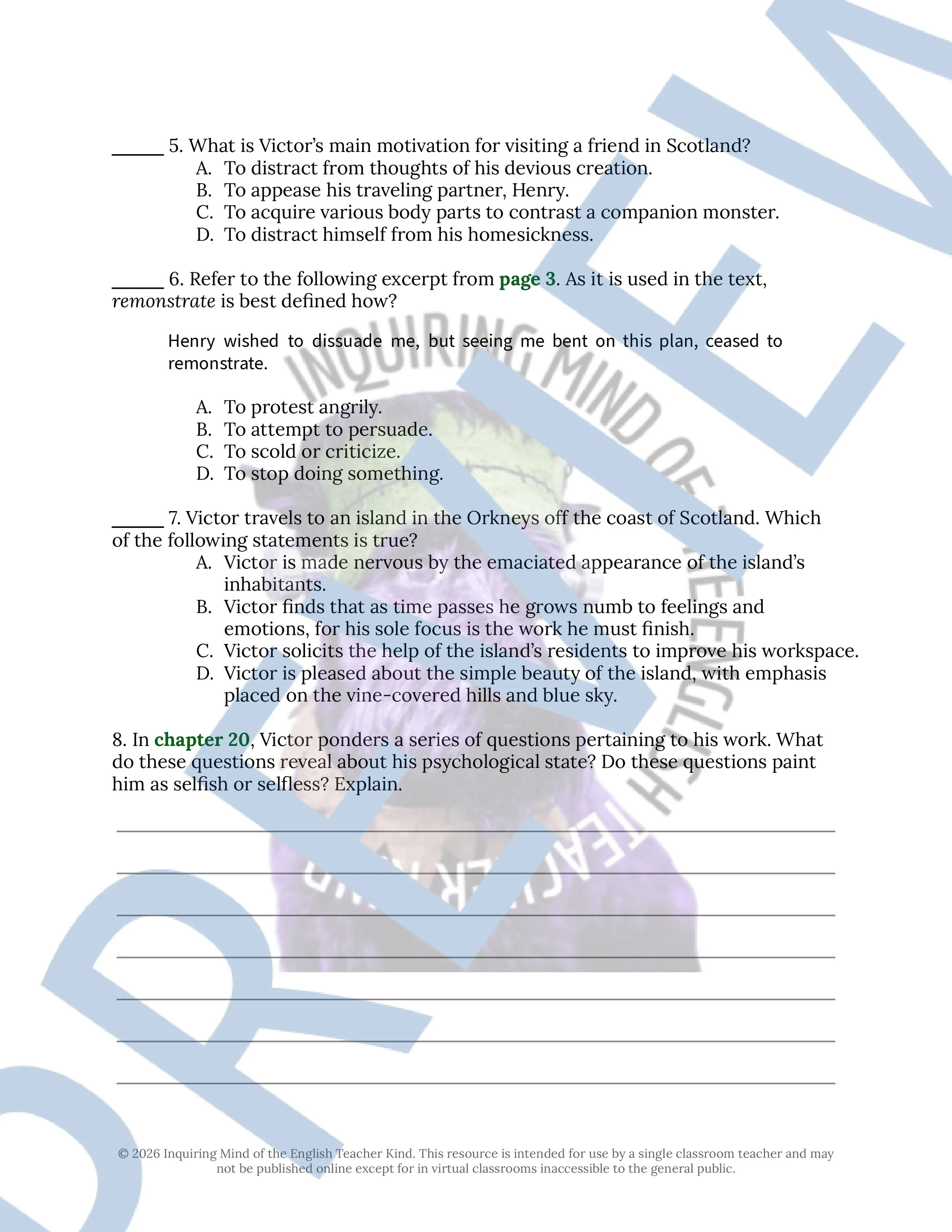 Frankenstein Chapters 19, 20, and 21 Close Reading Analysis Worksheet and Answer Key for High School English Language Arts (3).jpg