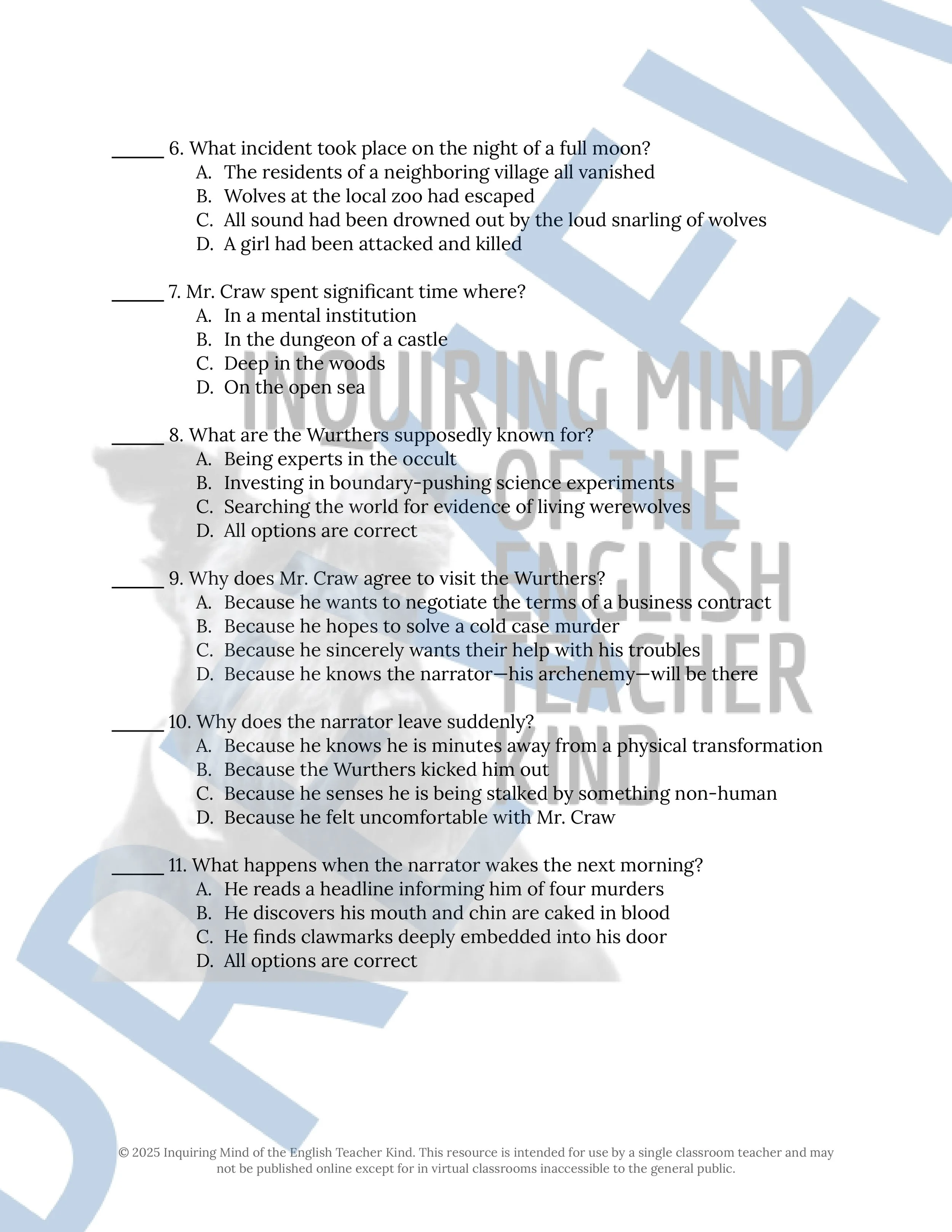 13 Halloween Short Stories for High School Reading Comprehension Quizzes and Answer Keys from Inquiring Mind of the English Teacher Kind