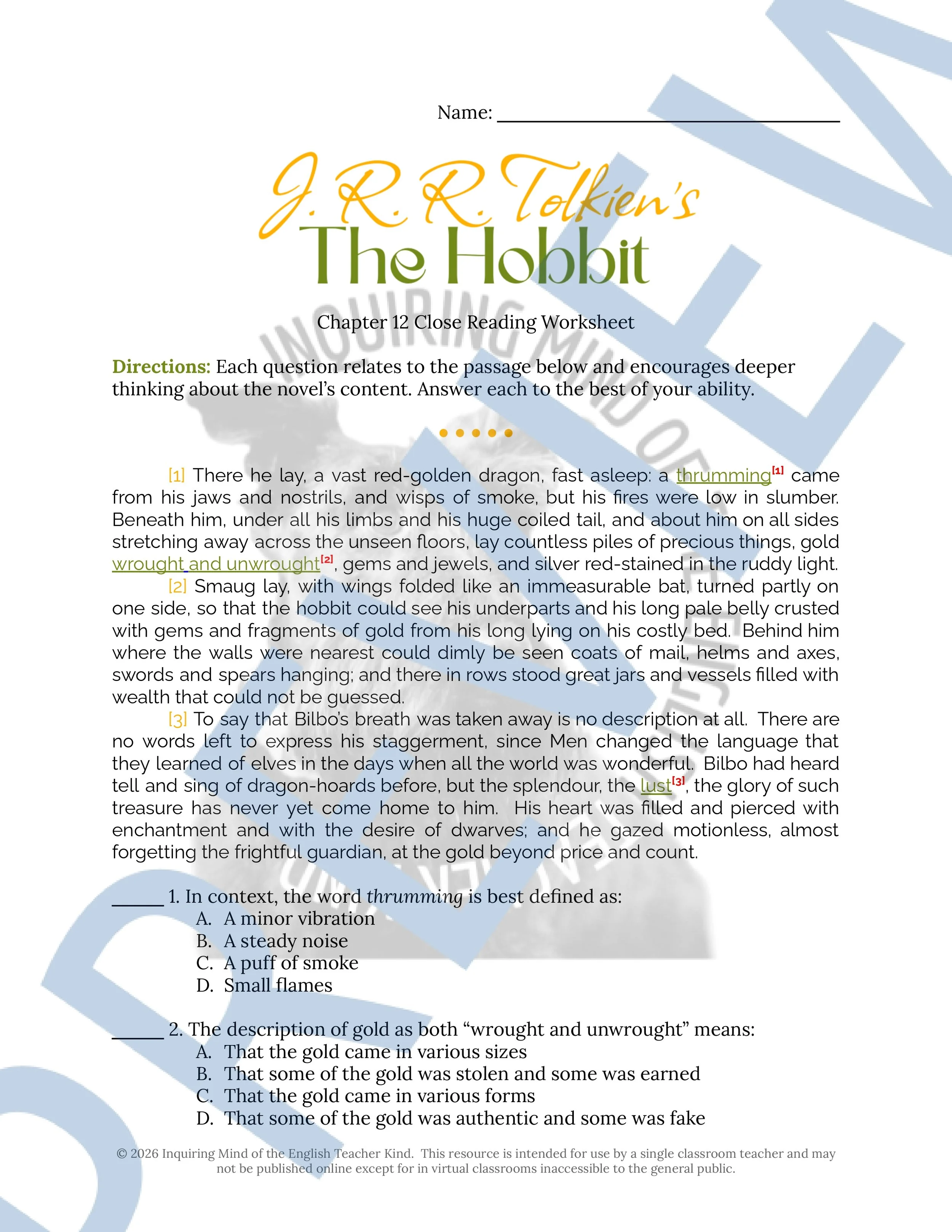 The Hobbit Chapter 12 Close Reading Analysis Worksheet (1).jpg