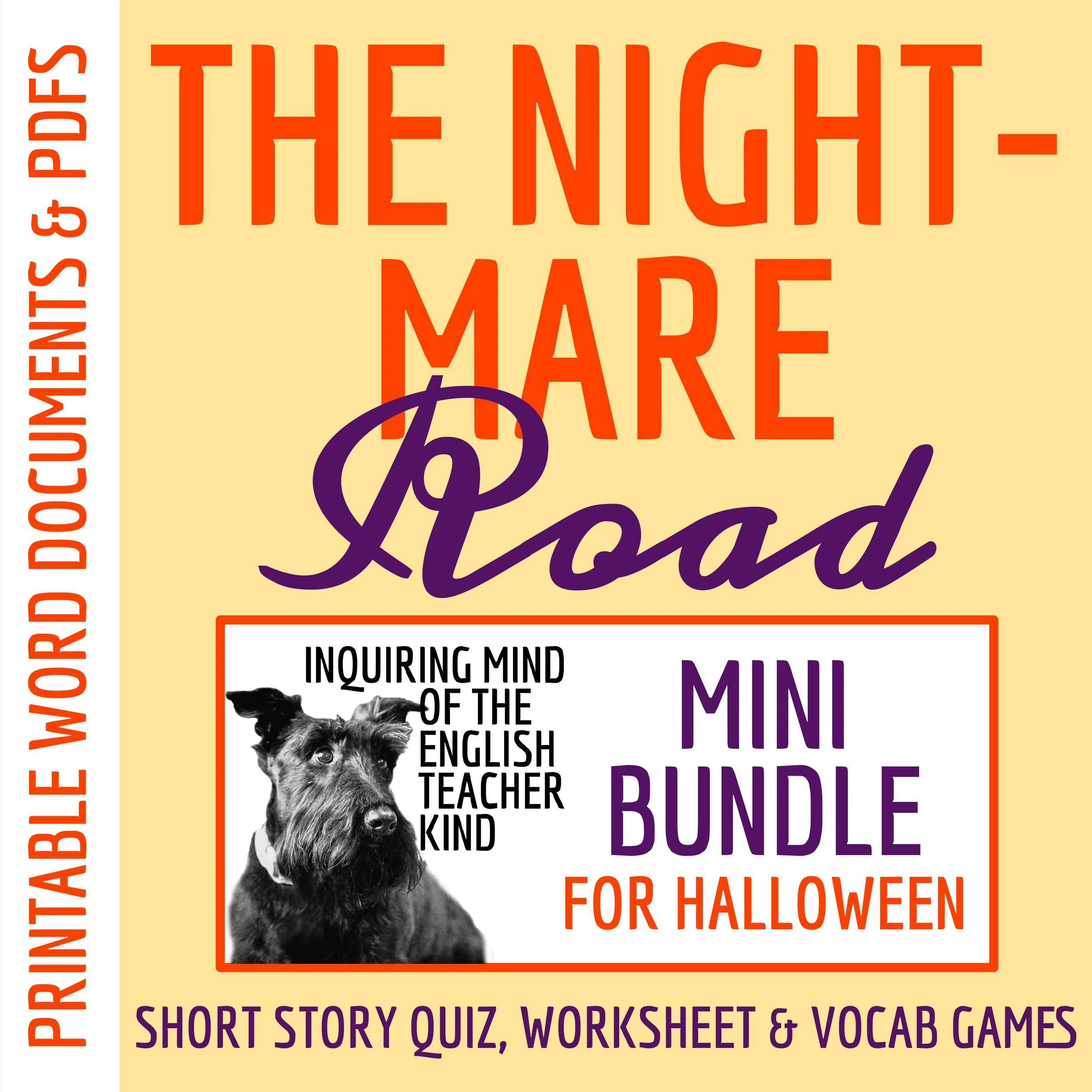 "The Nightmare Road" by Florence Crow Quiz, Analysis Activity, and Vocabulary Games (Halloween Story)