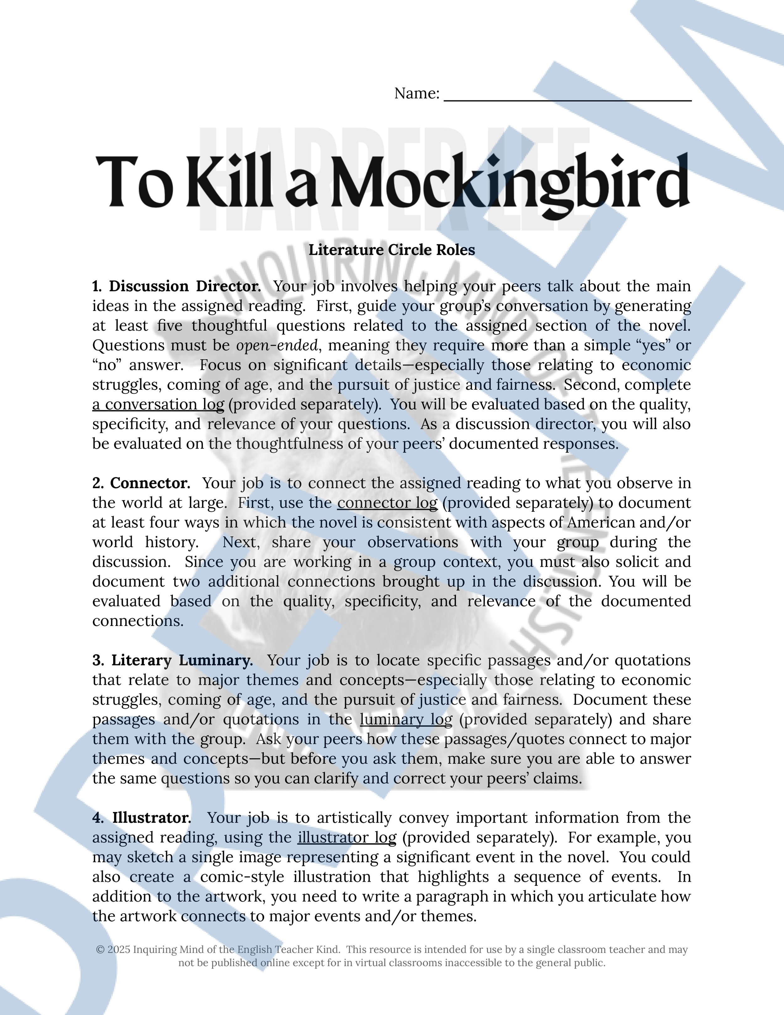 To Kill a Mockingbird Literature Circle Activities for High School English Language Arts (1).jpg