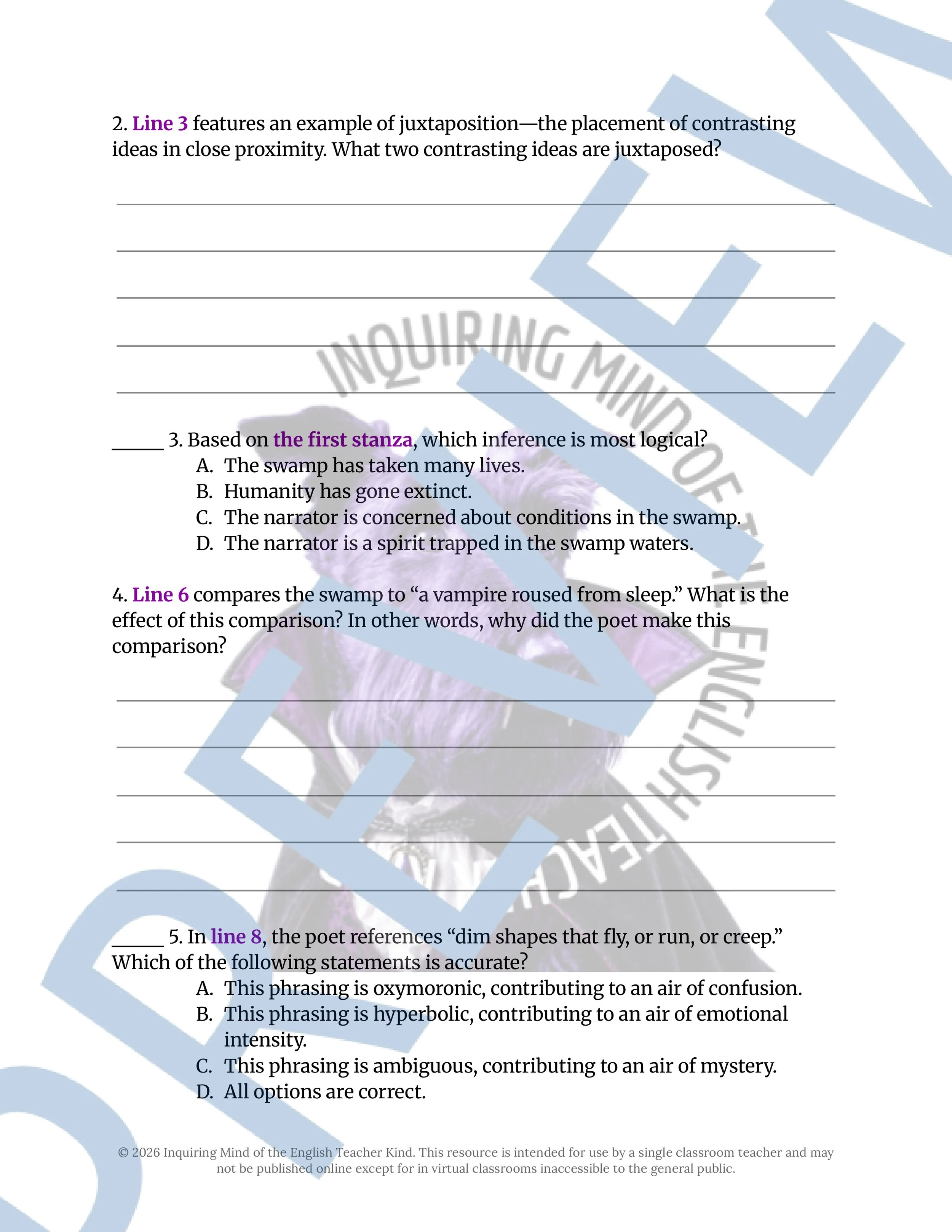 The Devil's Swamp Gothic Halloween Poem Analysis Worksheet for High School English (2).jpg