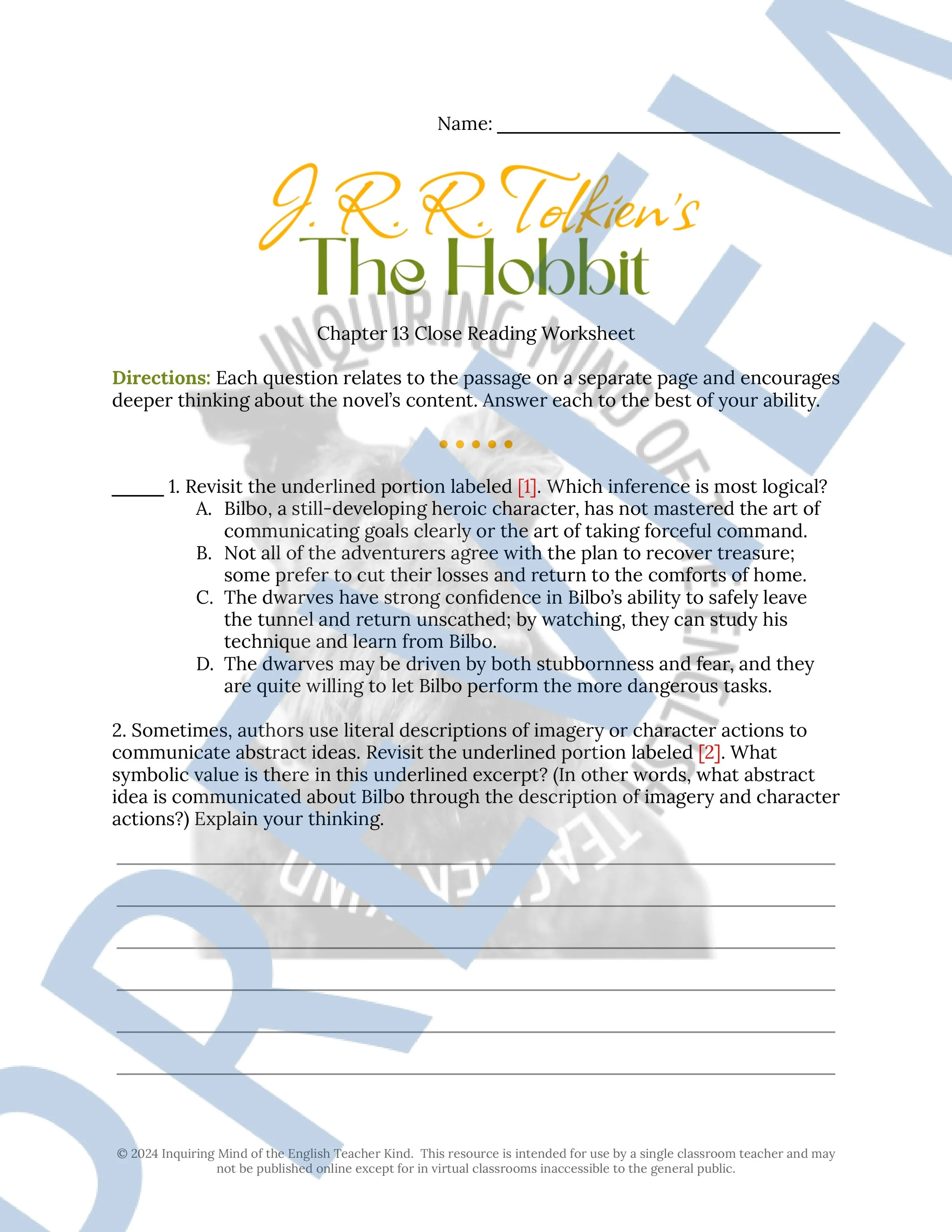 The Hobbit Chapter 13 Close Reading Analysis Worksheet (1).jpg