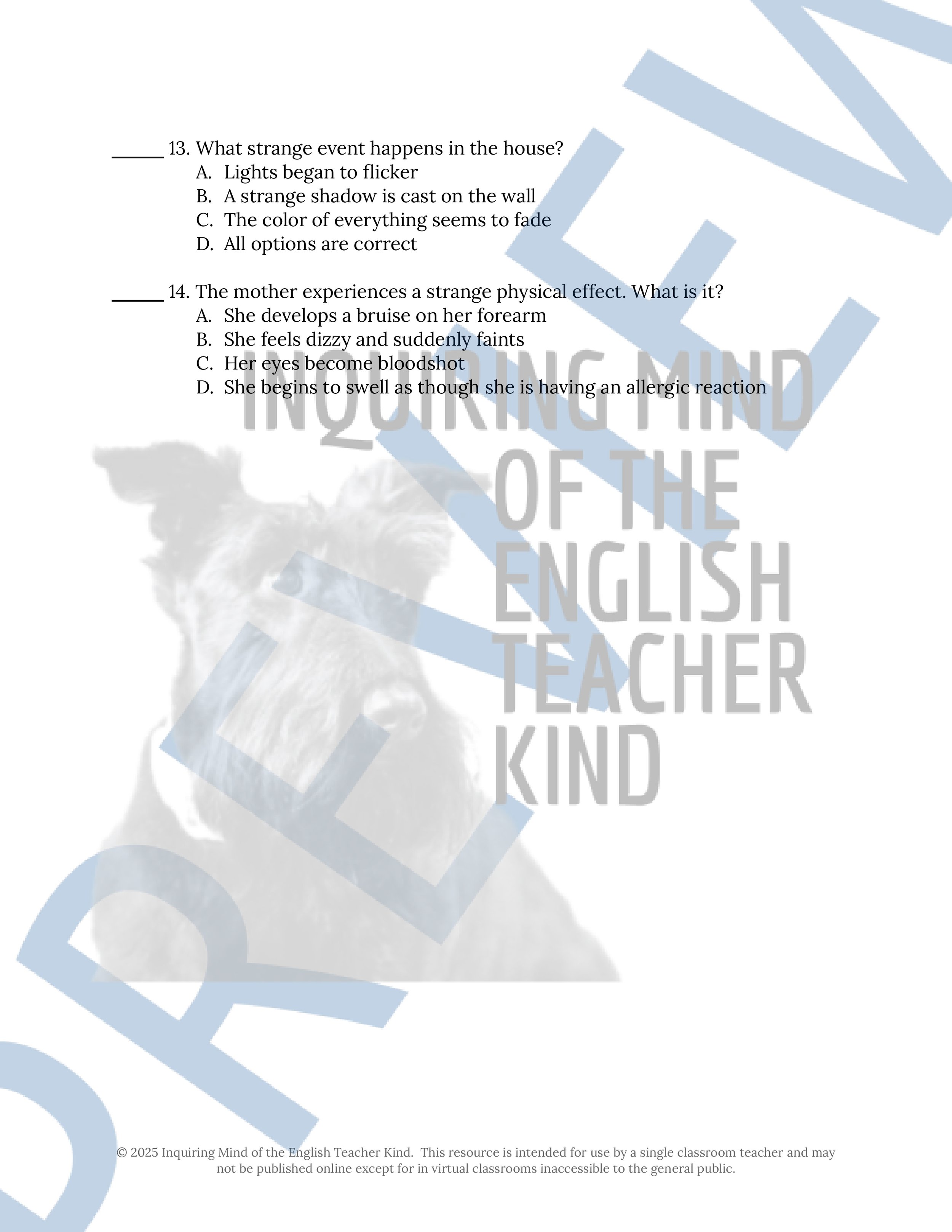 "Where Is Here?" by Joyce Carol Oates Quiz, Close Reading Analysis Worksheet, Vocabulary Activities, and Answer Keys for High School from Inquiring Mind of the English Teacher Kind