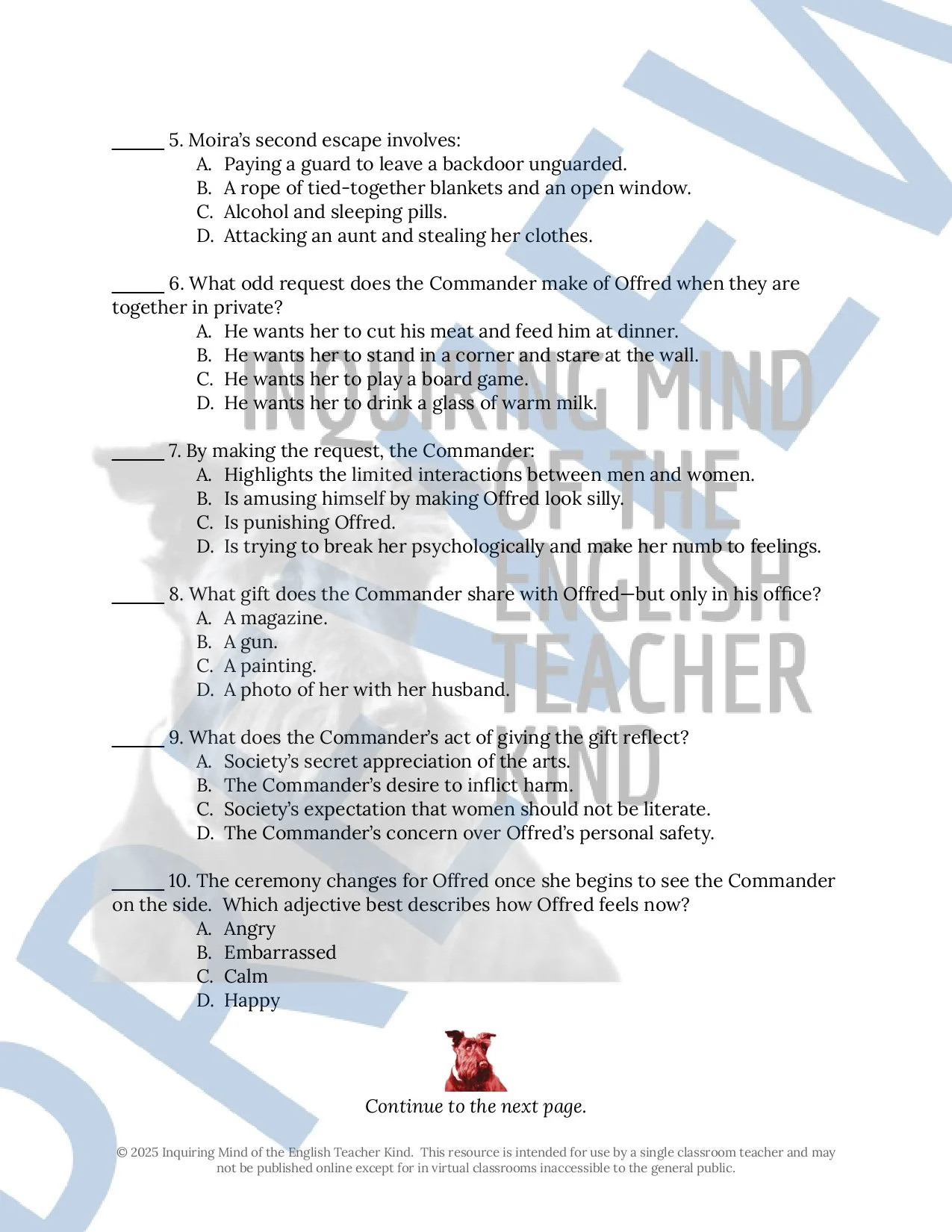 The Handmaid's Tale Quizzes, Worksheets, Vocabulary Games, Project, and ...