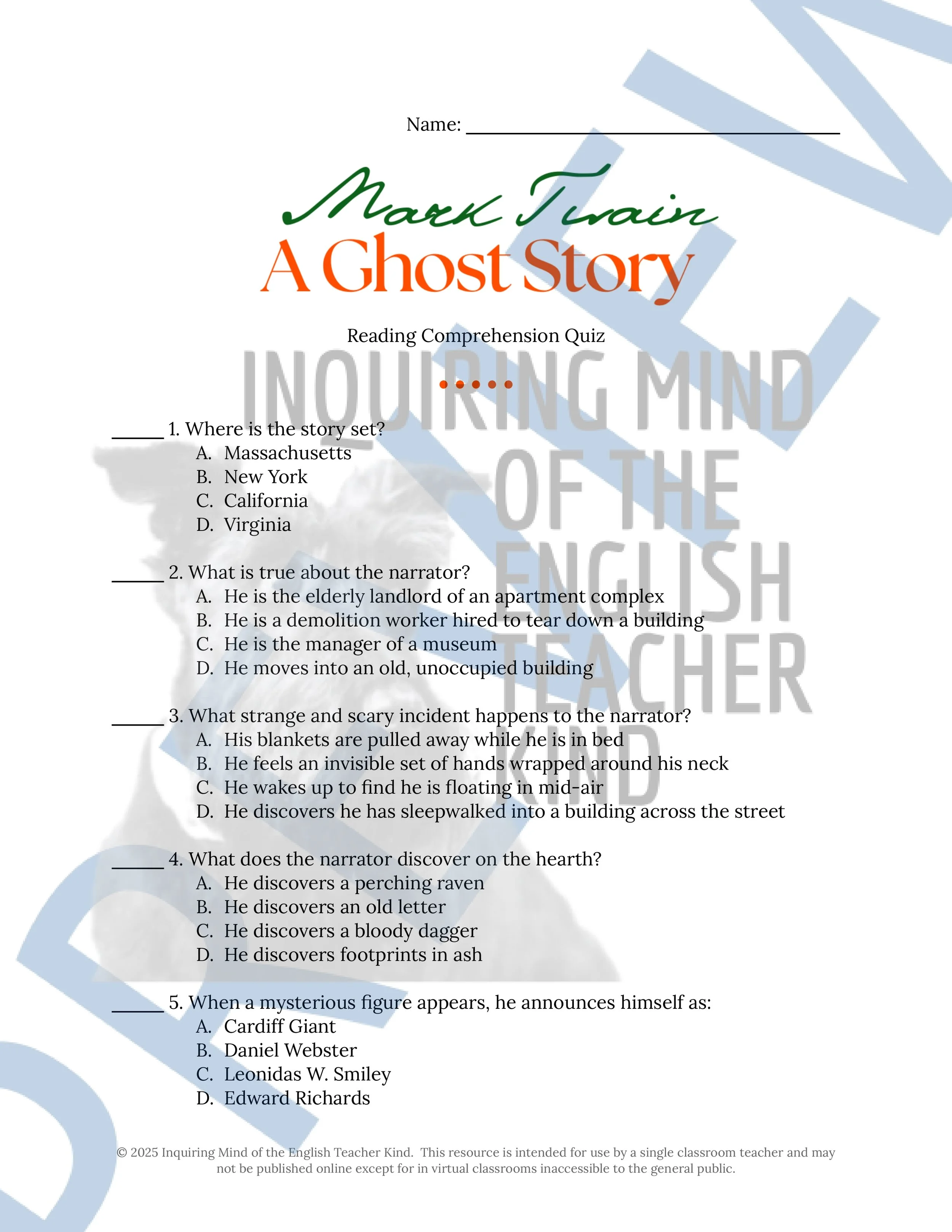 13 Halloween Short Stories for High School Reading Comprehension Quizzes and Answer Keys from Inquiring Mind of the English Teacher Kind