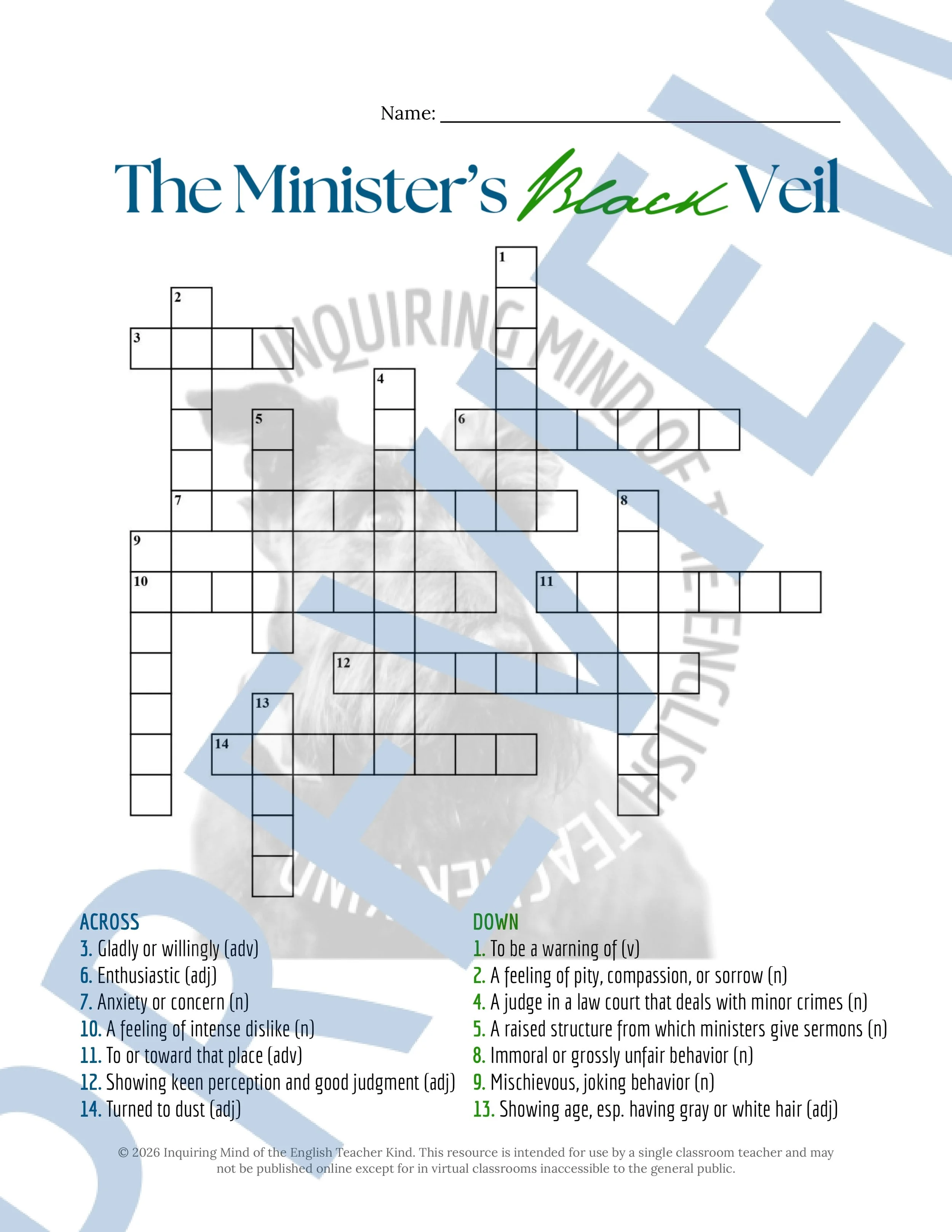 The Minister's Black Veil by Nathaniel Hawthorne Vocabulary Activities (4).jpg
