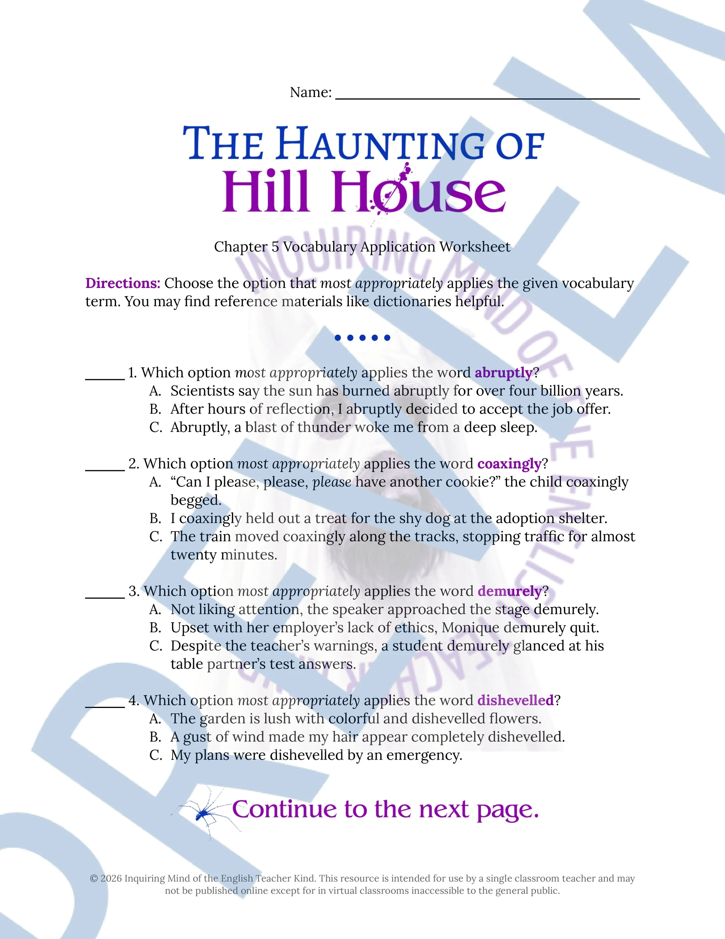 The Haunting of Hill House by Shirley Jackson Chapter 5 Vocabulary Activities (1).jpg