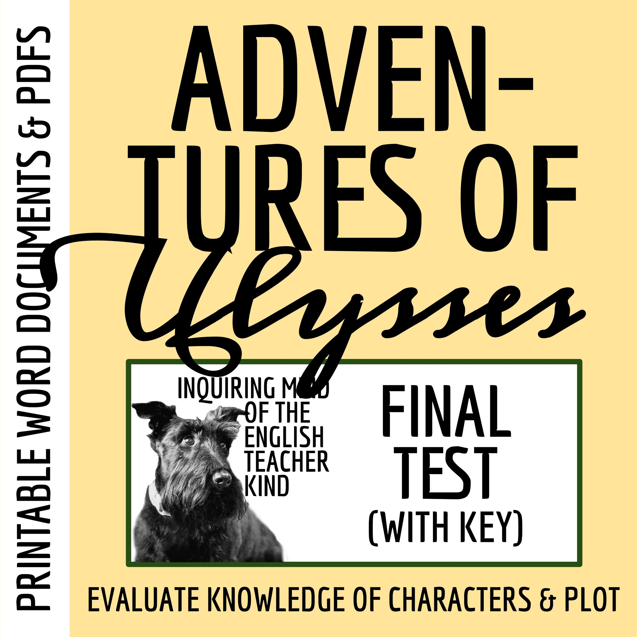 Adventures of Ulysses by Bernard Evslin Test and Answer Key for High School English Language Arts