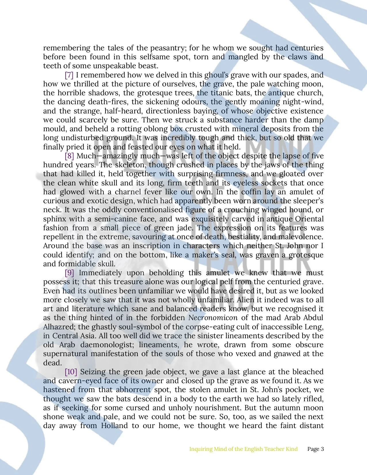 The Hound by H.P. Lovecraft Quiz and Answer Key from Inquiring Mind of the English Teacher Kind (6).jpg