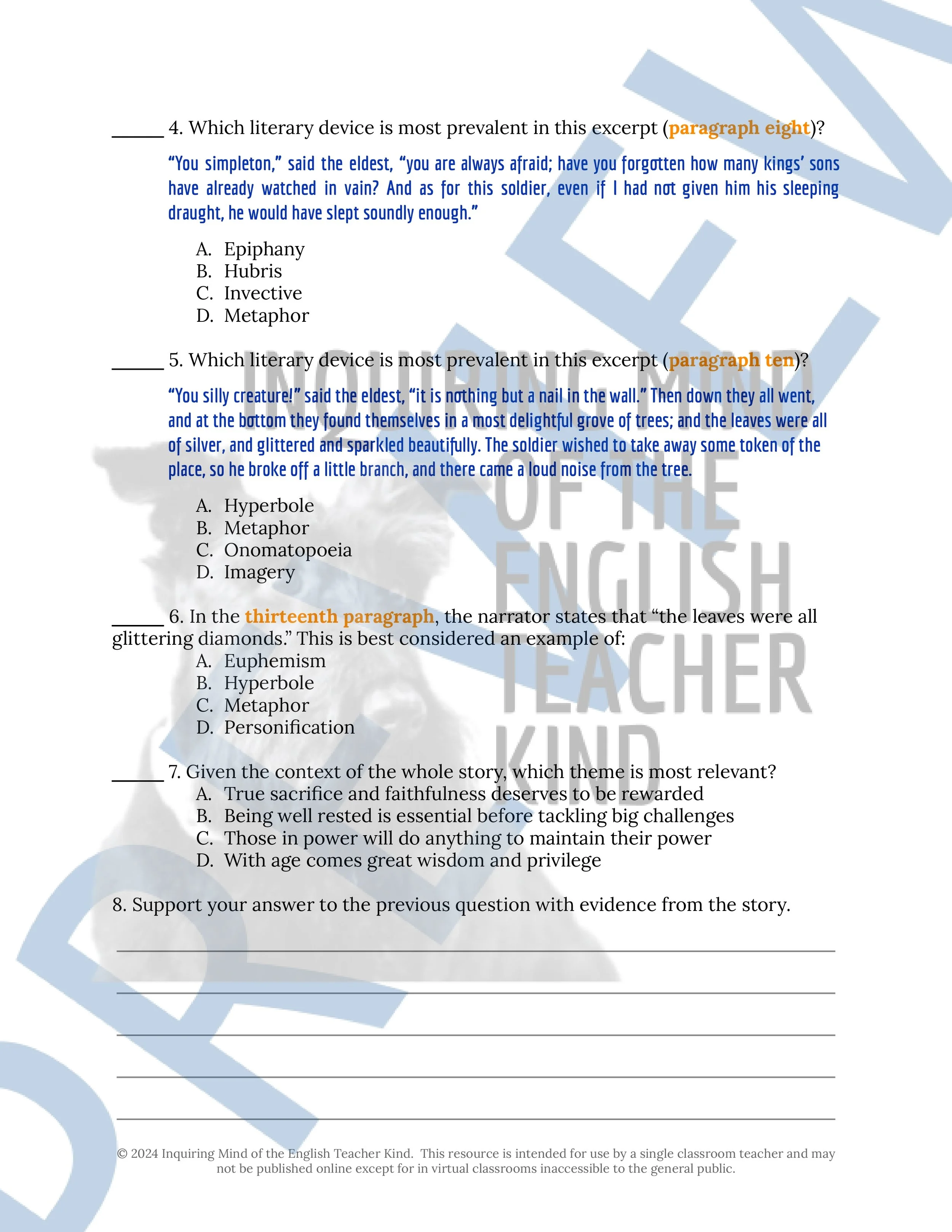 Twelve Dancing Princesses Close Reading Analysis Worksheet - Brothers Grimm Fairy Tale (2).jpg