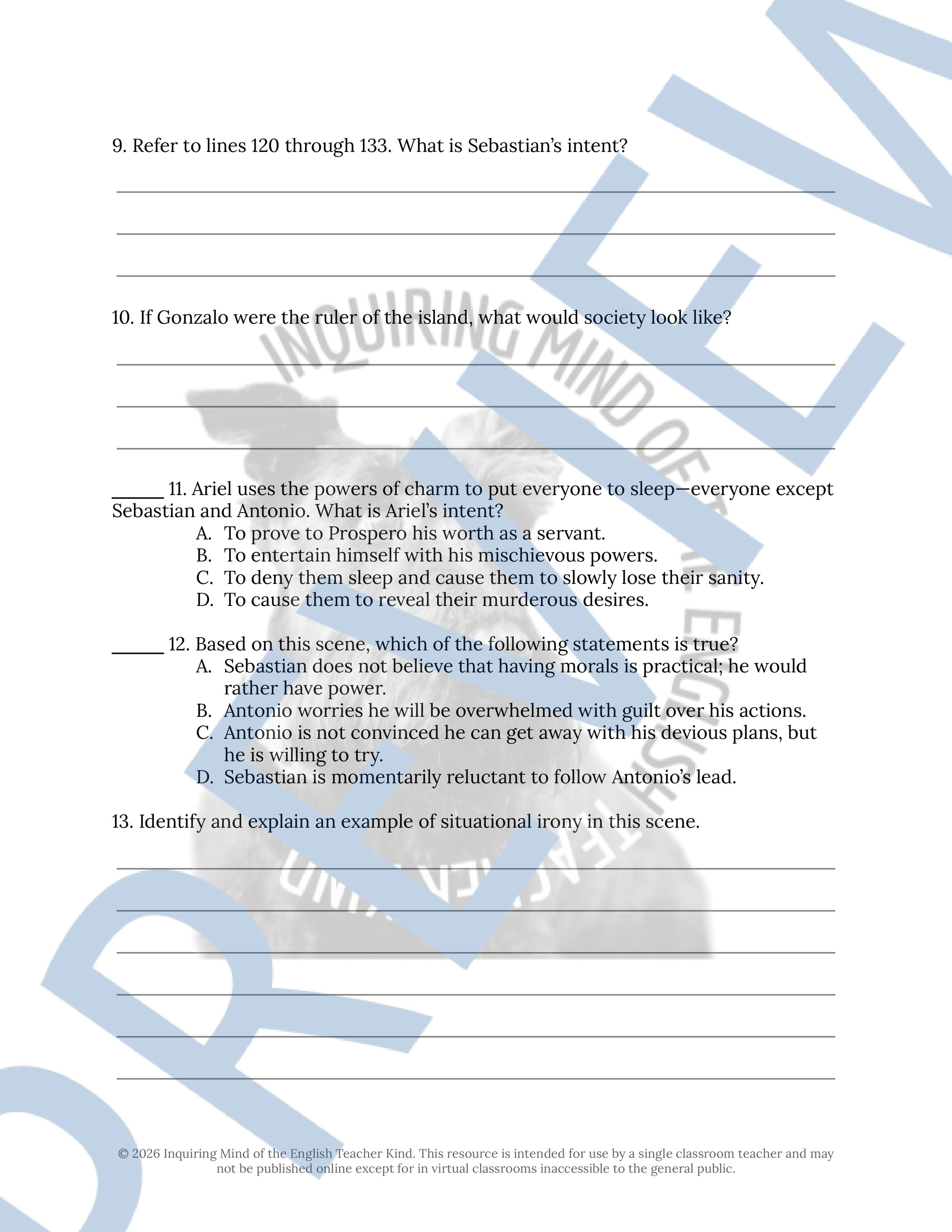 Shakespeare's The Tempest Act 2 Scene 1 Close Reading Analysis Worksheet (3).jpg
