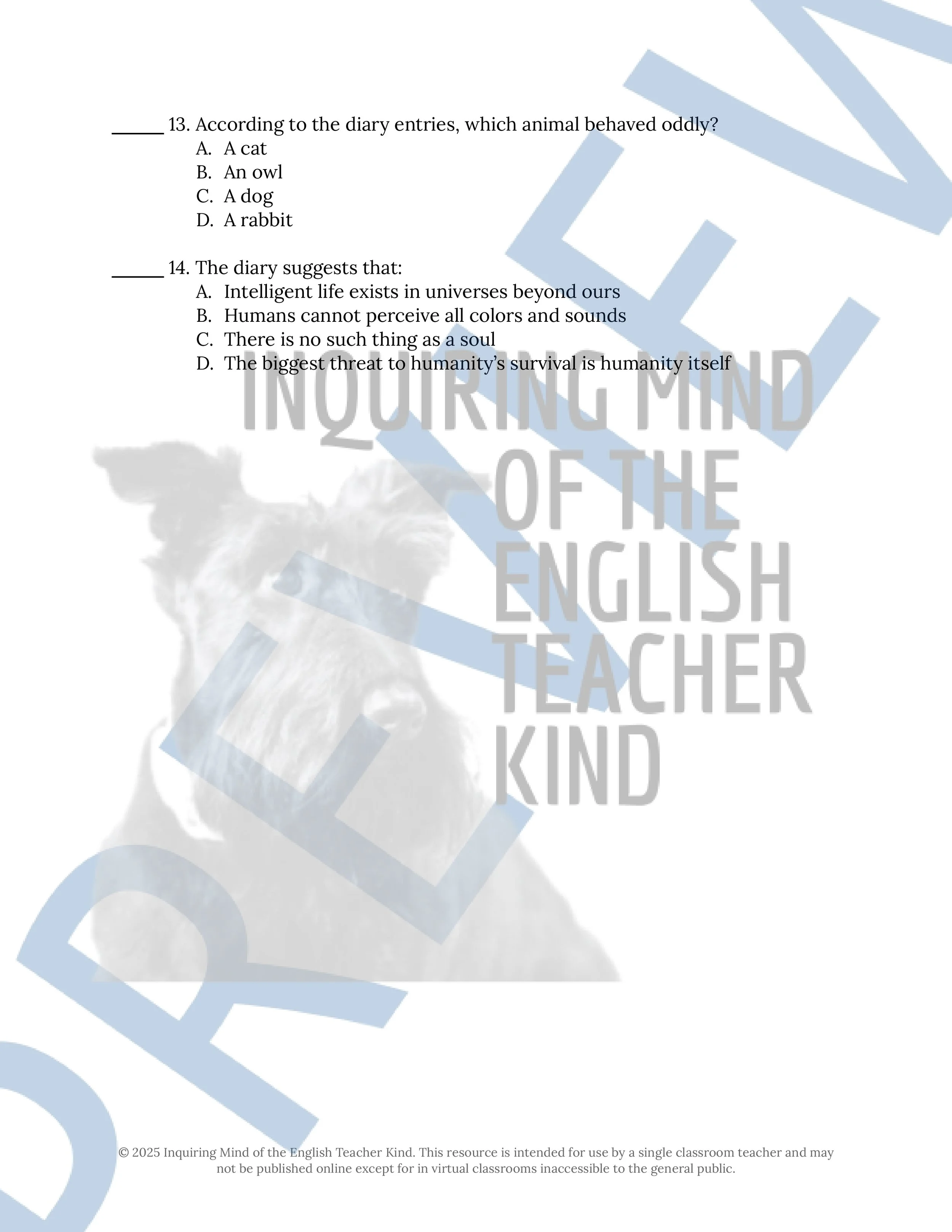 13 Halloween Short Stories for High School Reading Comprehension Quizzes and Answer Keys from Inquiring Mind of the English Teacher Kind