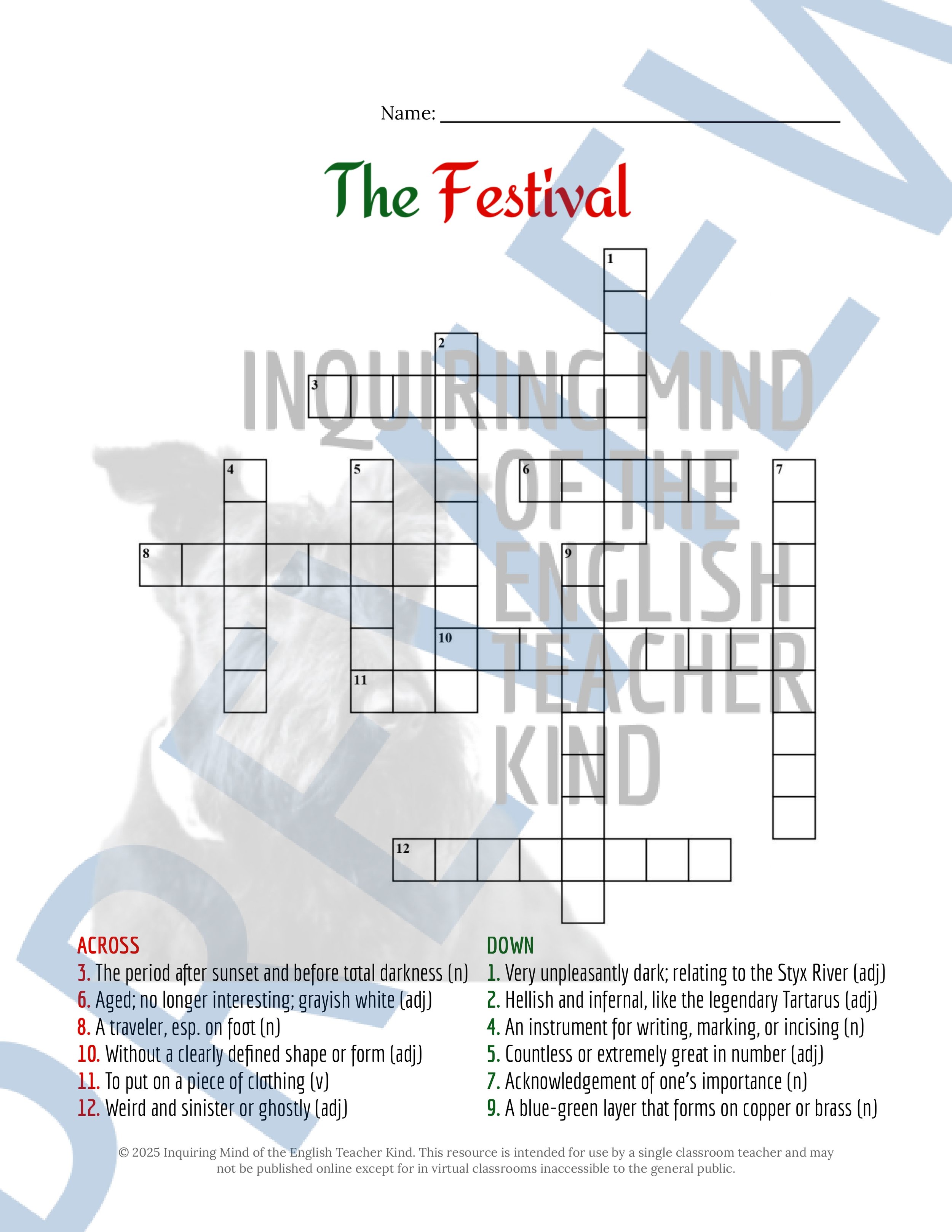 The Festival by H.P. Lovecraft Vocabulary Activities (3).jpg