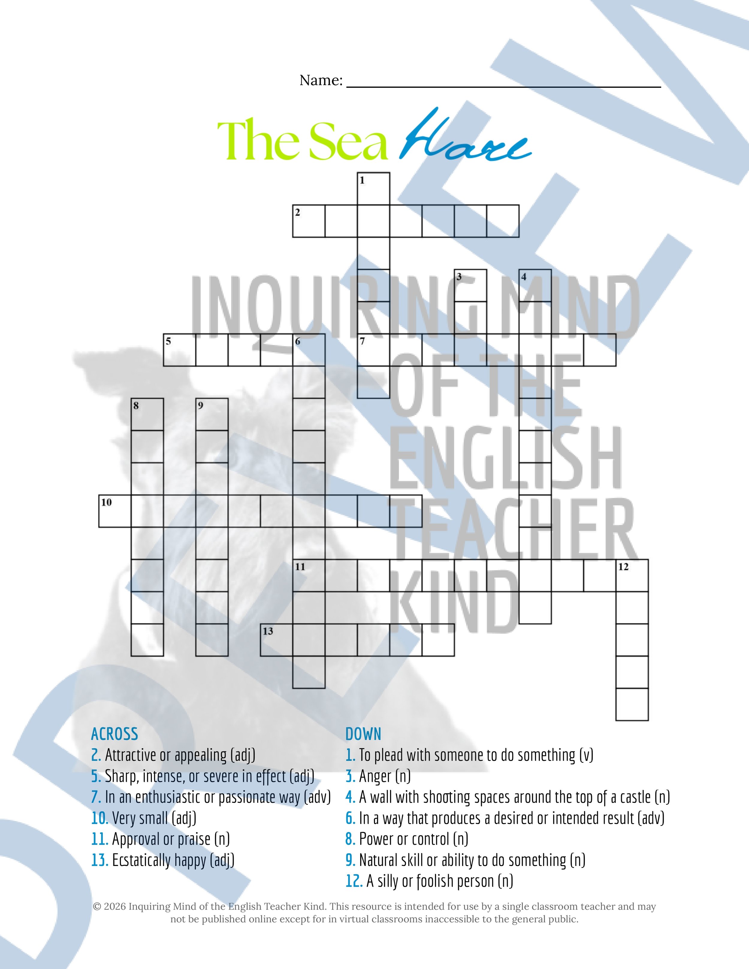 The Sea Hare by the Brothers Grimm Vocabulary Activities (3).jpg