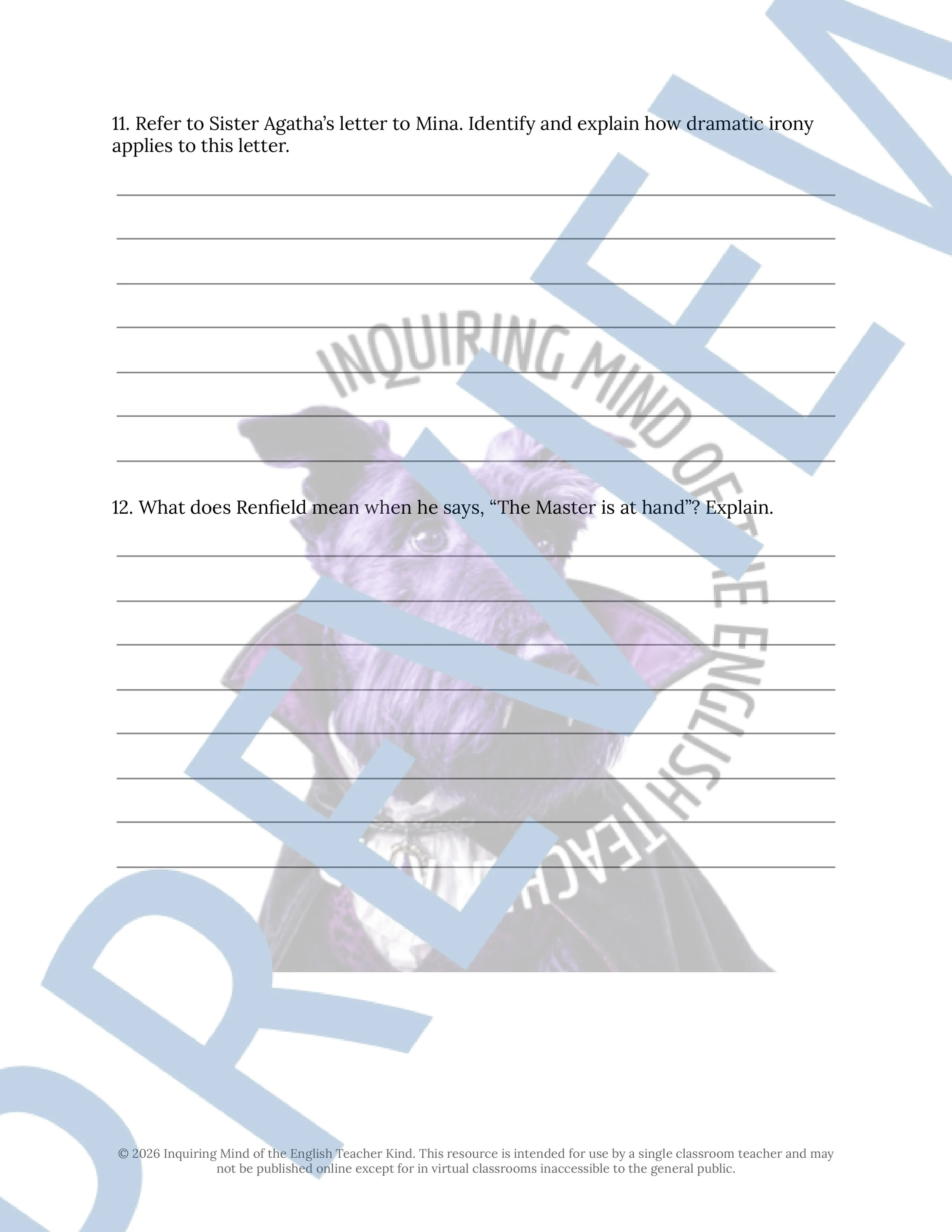 Dracula Chapter 8 Close Reading Analysis Worksheet and Answer Key for High School English Language Arts (4).jpg