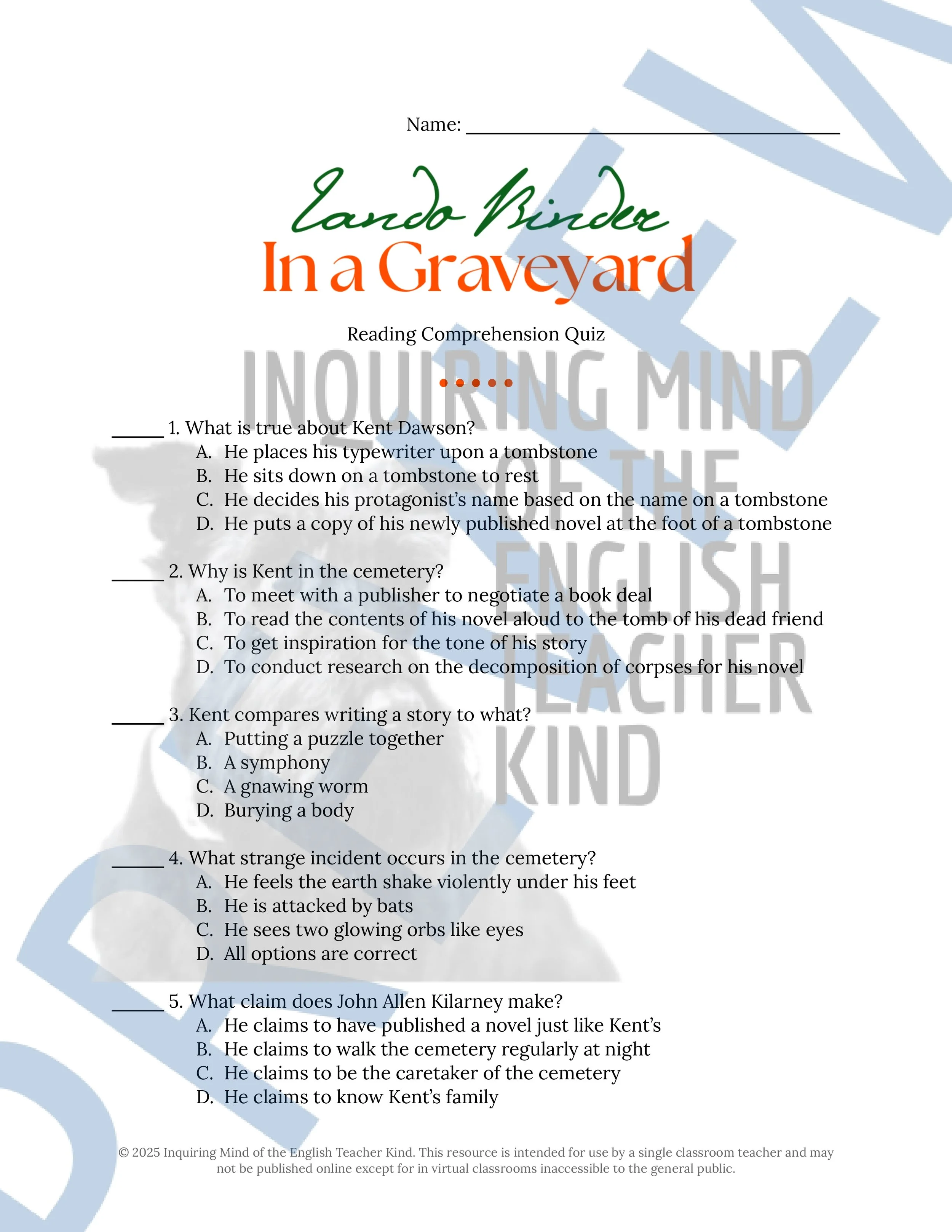13 Halloween Horror Short Stories, Quizzes, and Answer Keys for High School ELA from Inquiring Mind of the English Teacher Kind (Vol. 2)