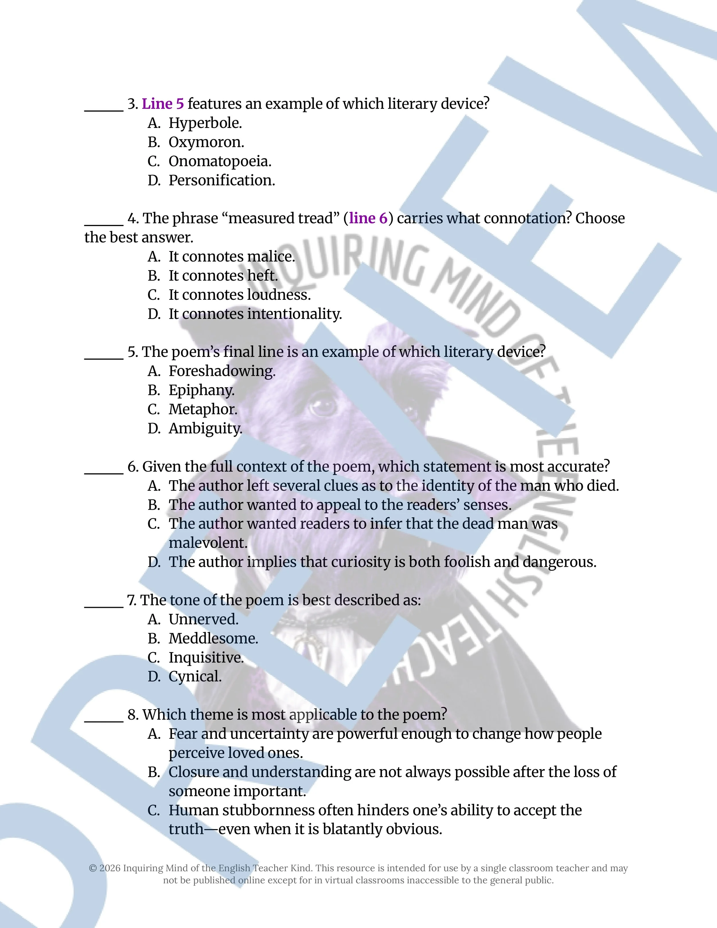 Weird Things by Vivian Stratton Poetry Analysis Worksheet for High School ELA and Halloween (5).jpg