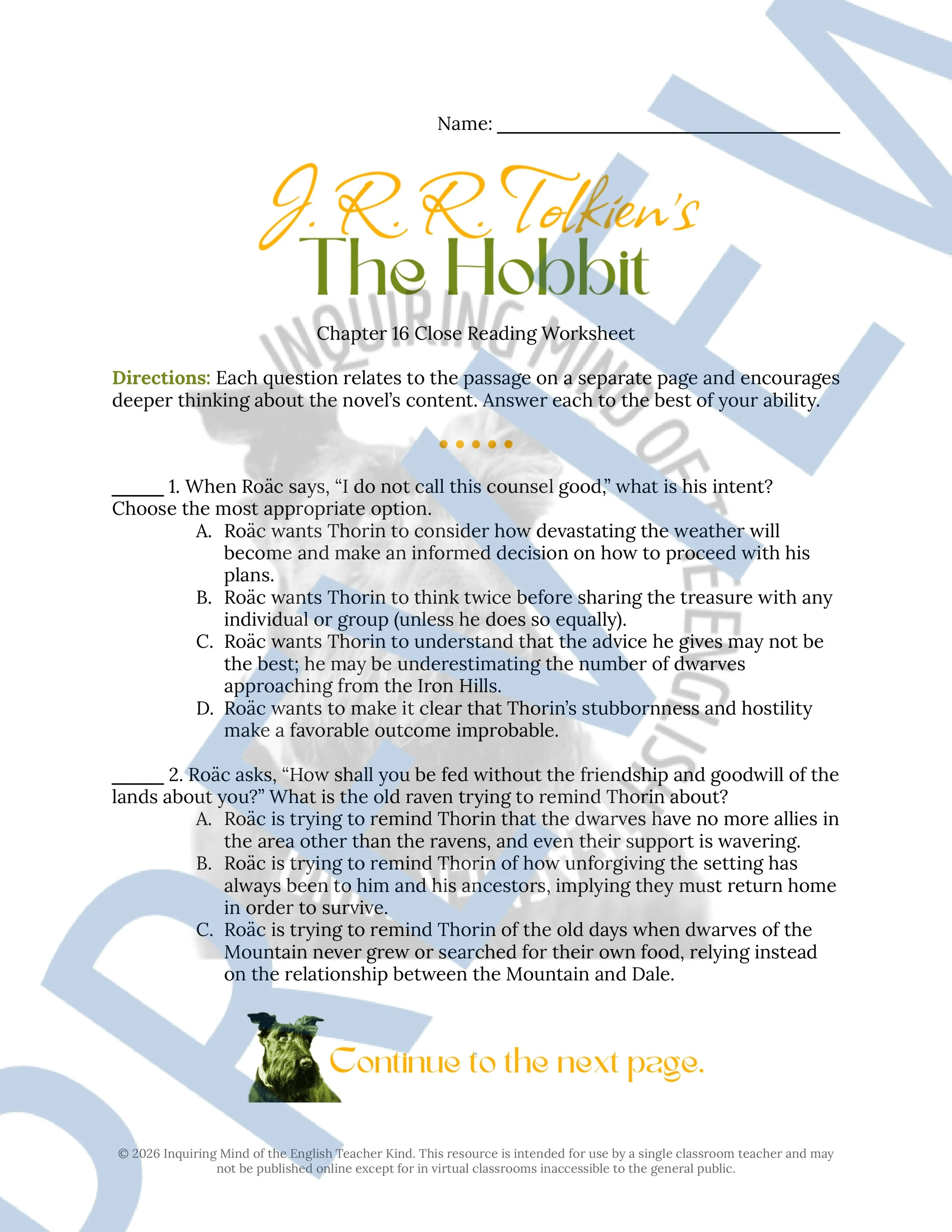 The Hobbit Chapter 16 Close Reading Analysis Worksheet (1).jpg