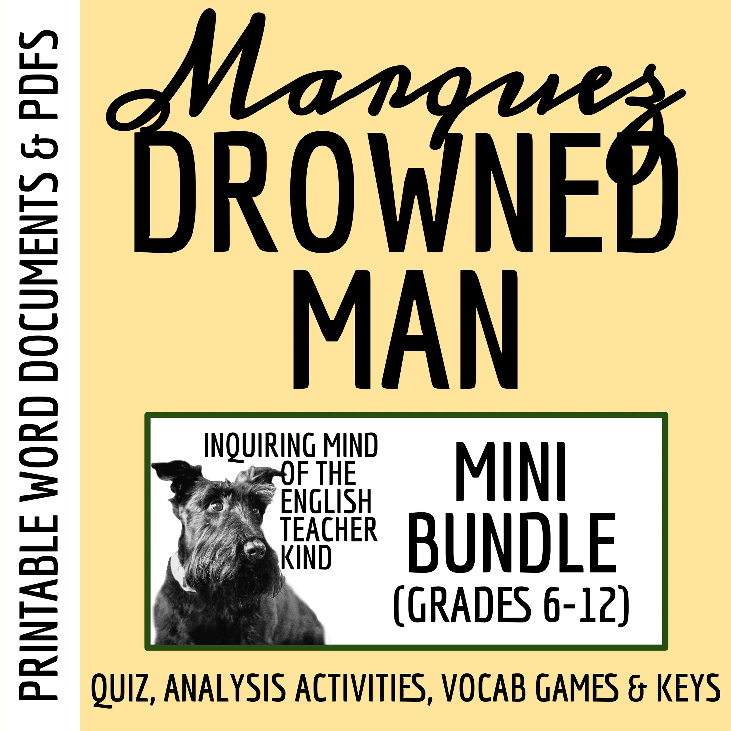 "The Handsomest Drowned Man in the World" by Gabriel Garcia Marquez Quiz, Worksheets, and Vocabulary Games for High School from Inquiring Mind of the English Teacher Kind