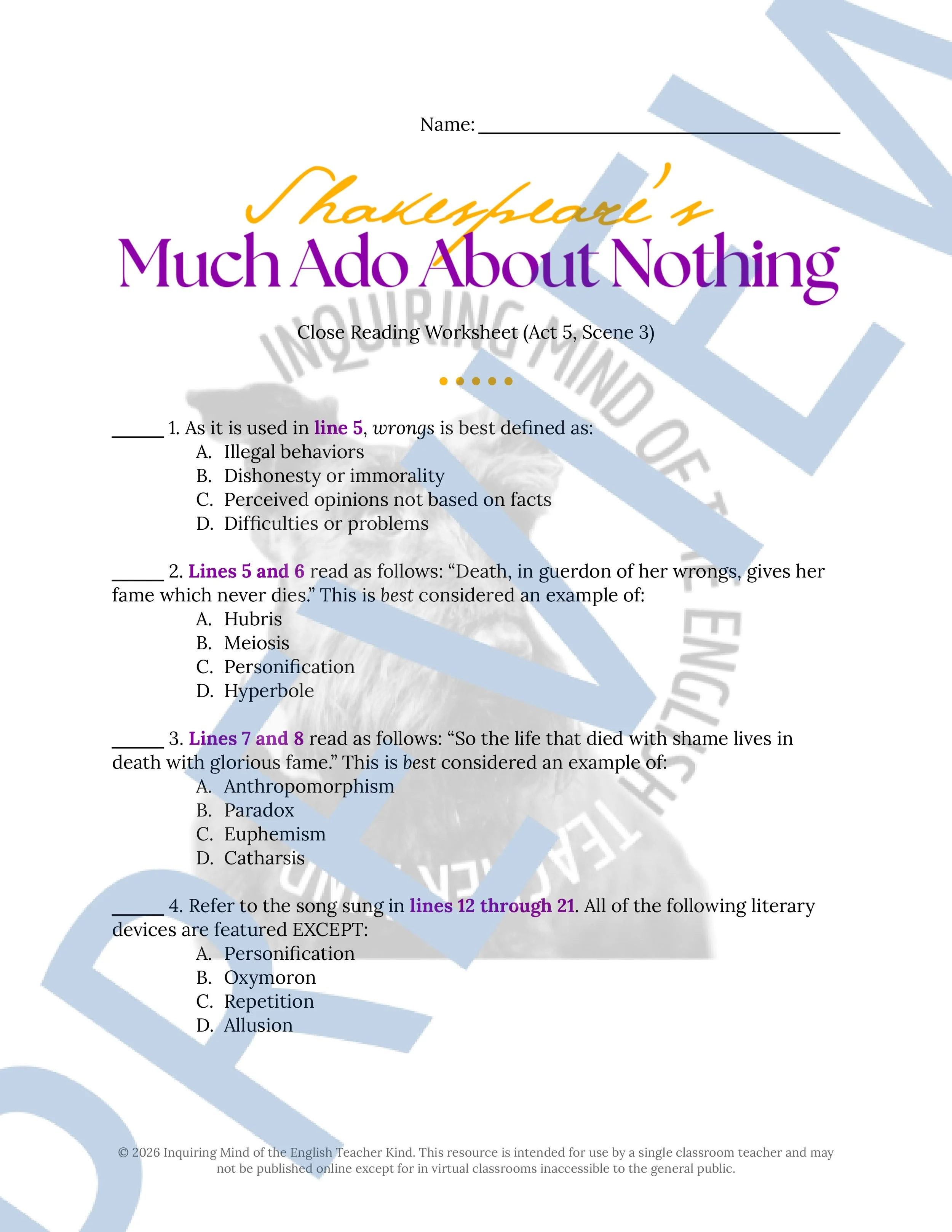 Much Ado About Nothing Act 5.3 Close Reading Analysis Worksheet (1).jpg