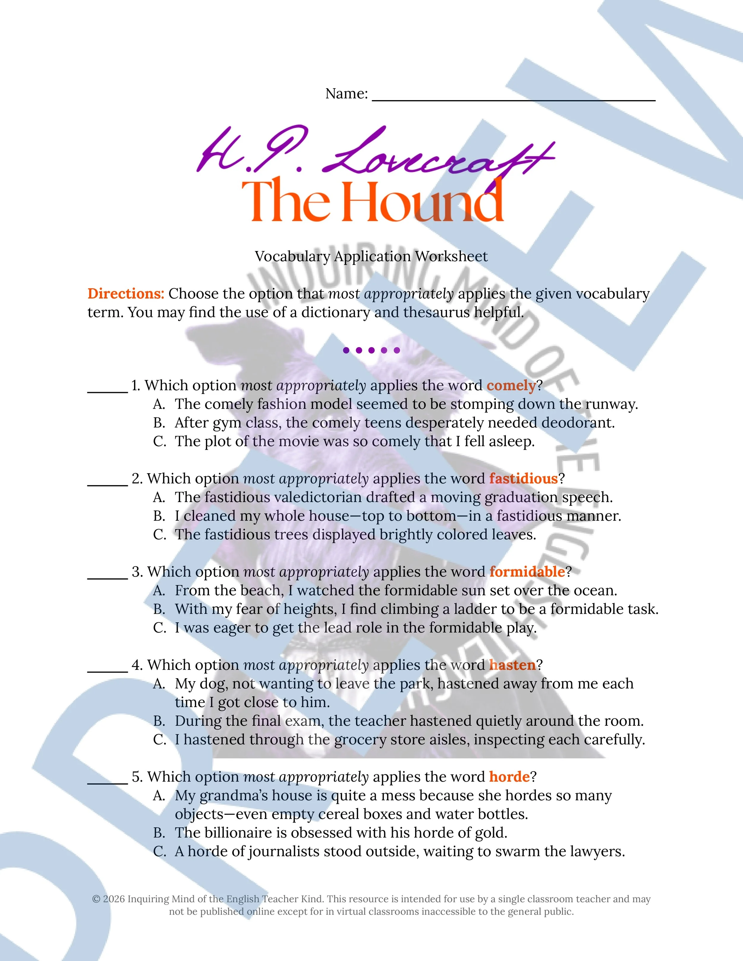 The Hound by H.P. Lovecraft Vocabulary Activities (1).jpg