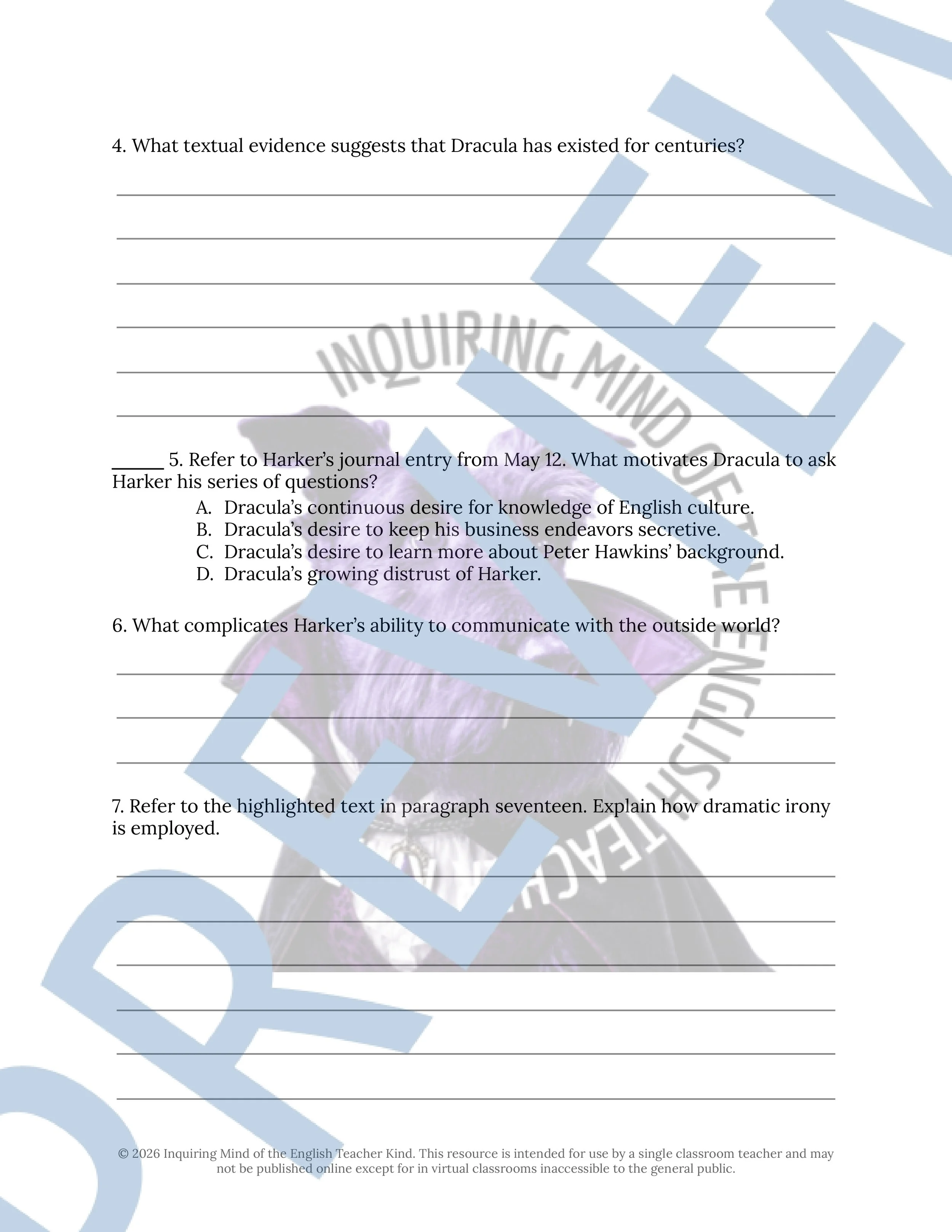 Dracula Chapter 3 Close Reading Analysis Worksheet and Answer Key for High School English Language Arts (2).jpg
