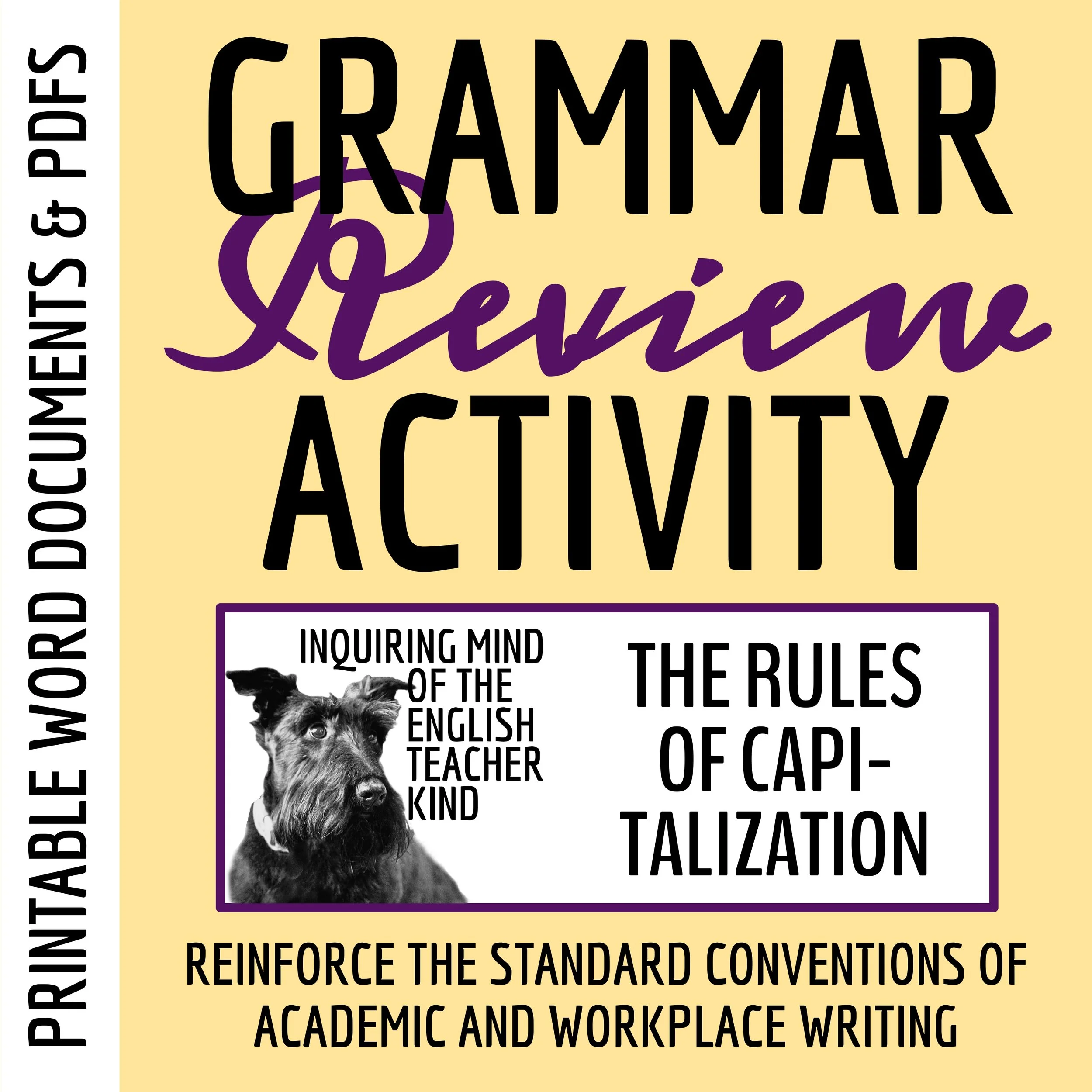 High School Grammar Review Worksheet on The Rules of Capitalization from Inquiring Mind of the English Teacher Kind (1).jpg