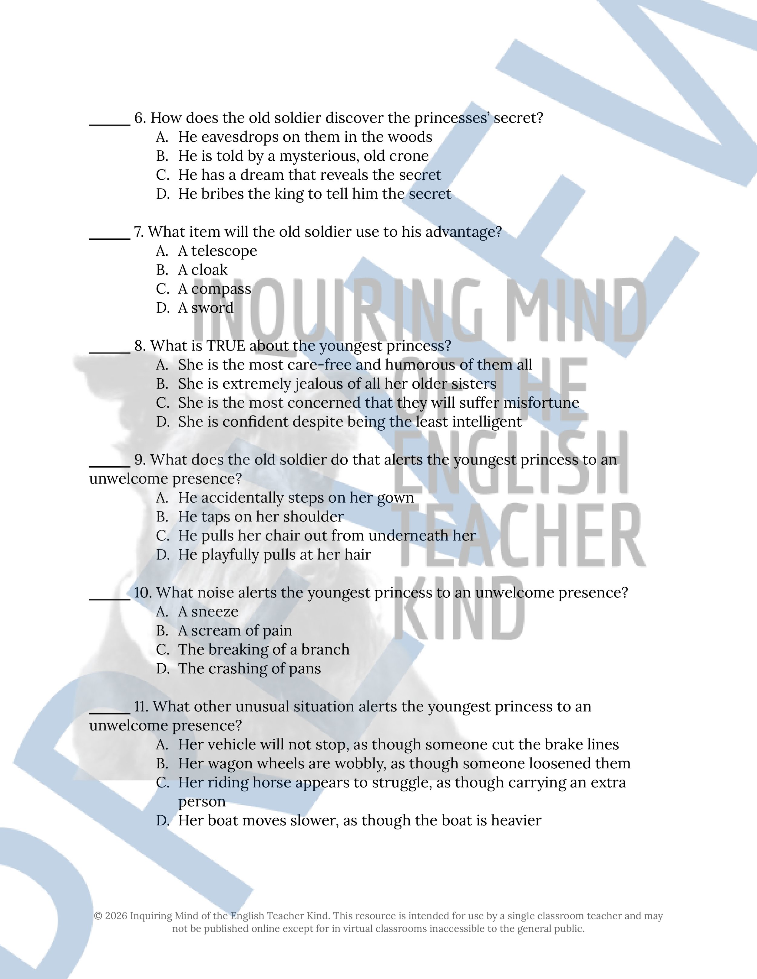 Twelve Dancing Princesses Quiz and Answer Key - Brothers Grimm Fairy Tale (2).jpg