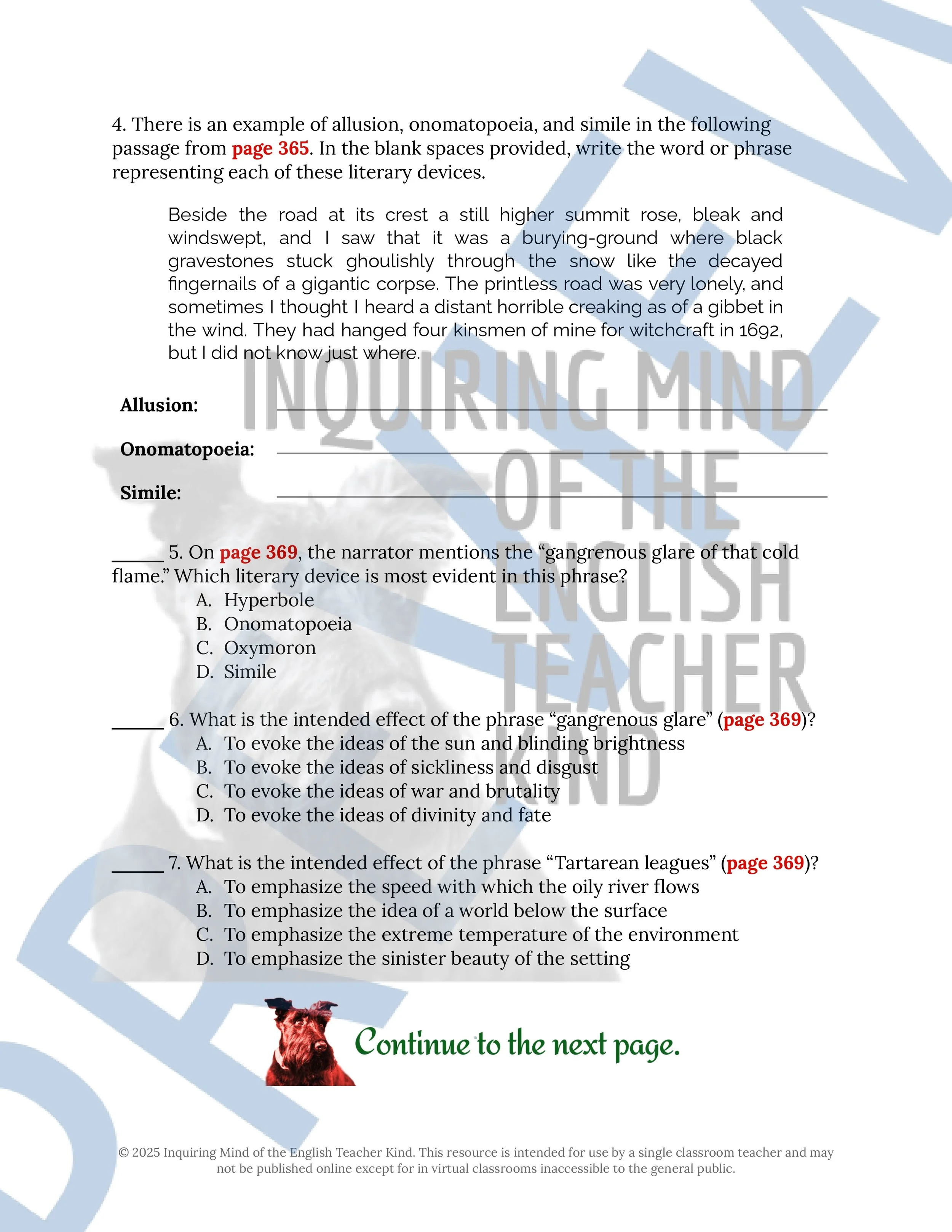The Festival by H.P. Lovecraft Close Reading Analysis Worksheet (2).jpg