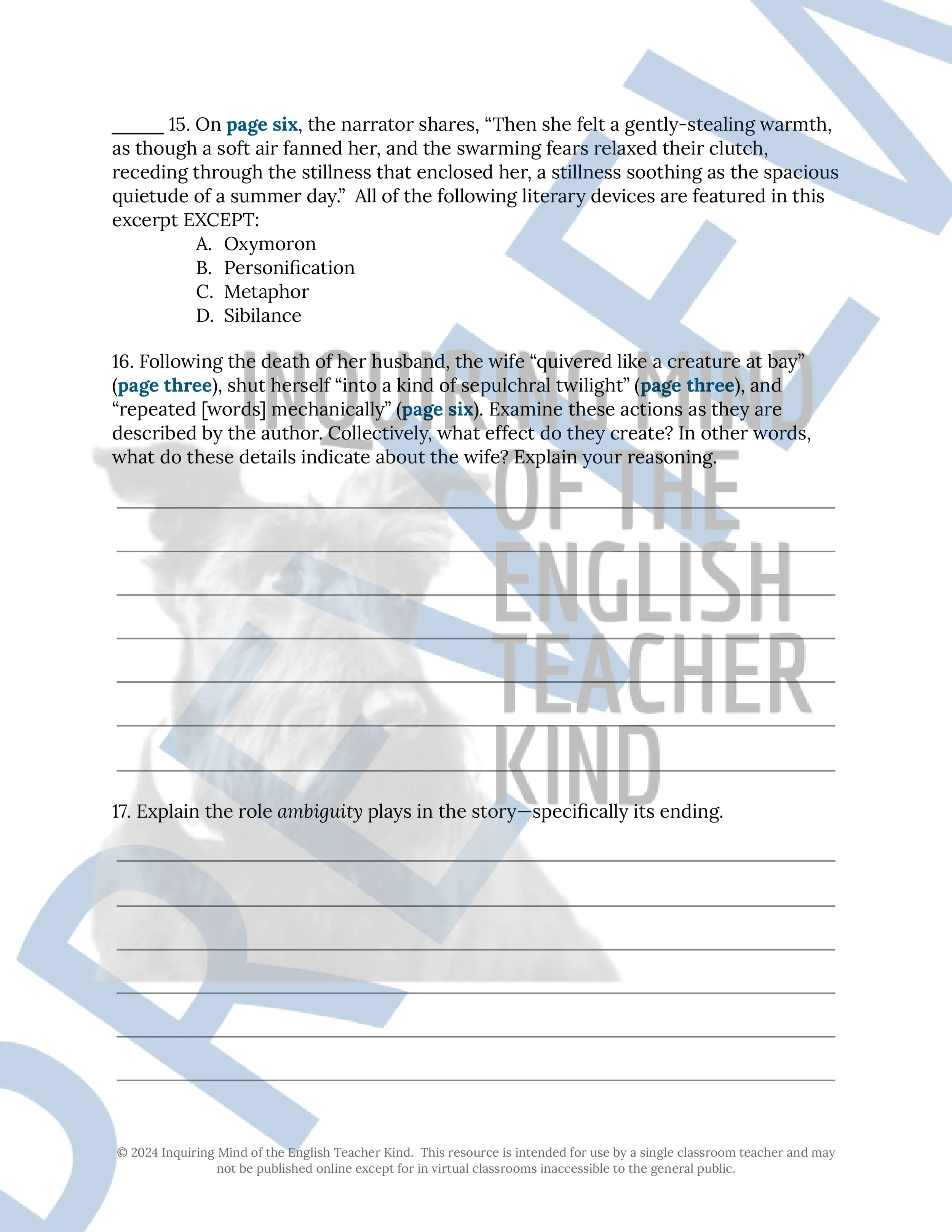 "A Journey" by Edith Wharton Quiz, Analysis Worksheets, Vocabulary Games, and Answer Keys for High School from Inquiring Mind of the English Teacher Kind