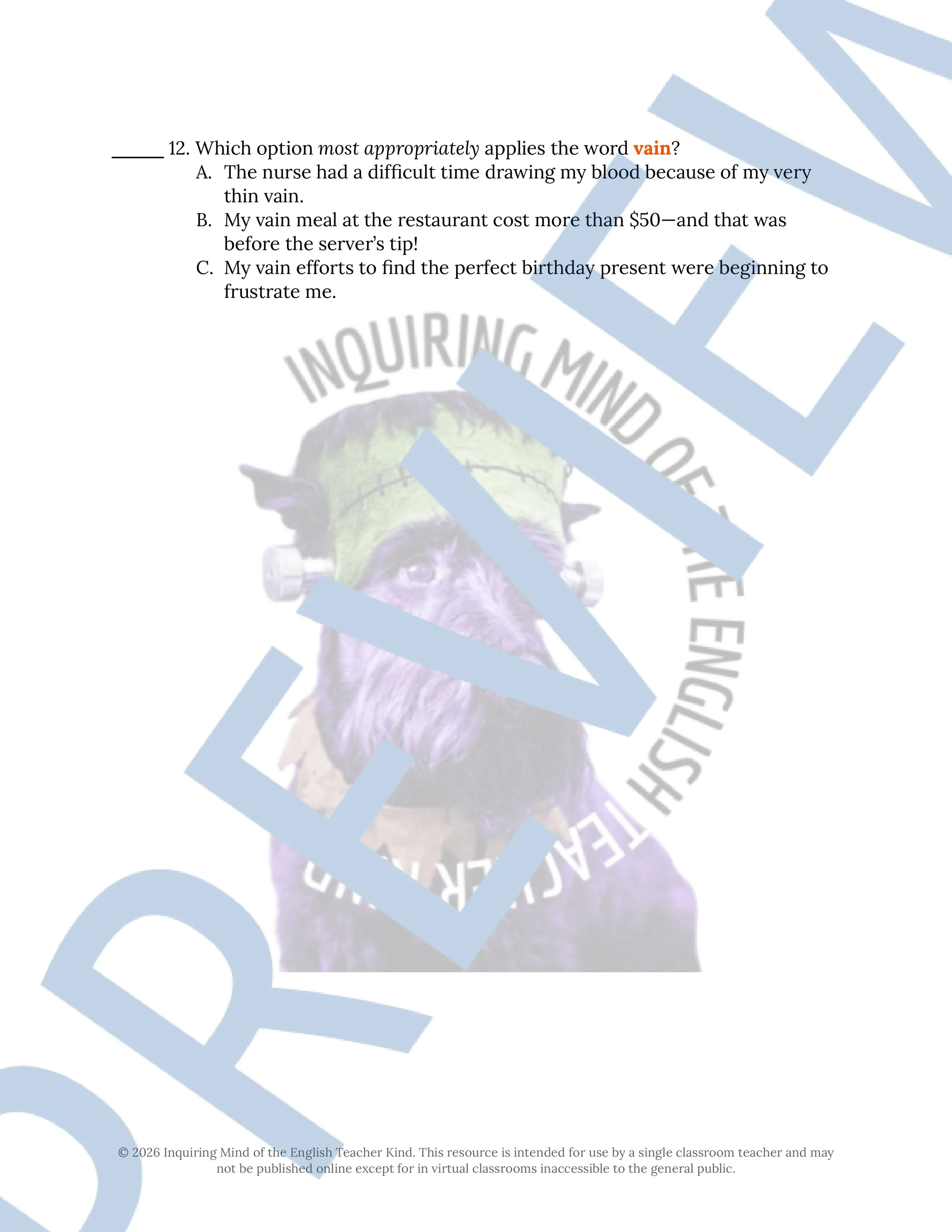 The Red Room by H.G. Wells Vocabulary Activities - High School Short Story Worksheets for the Halloween Season (3).jpg