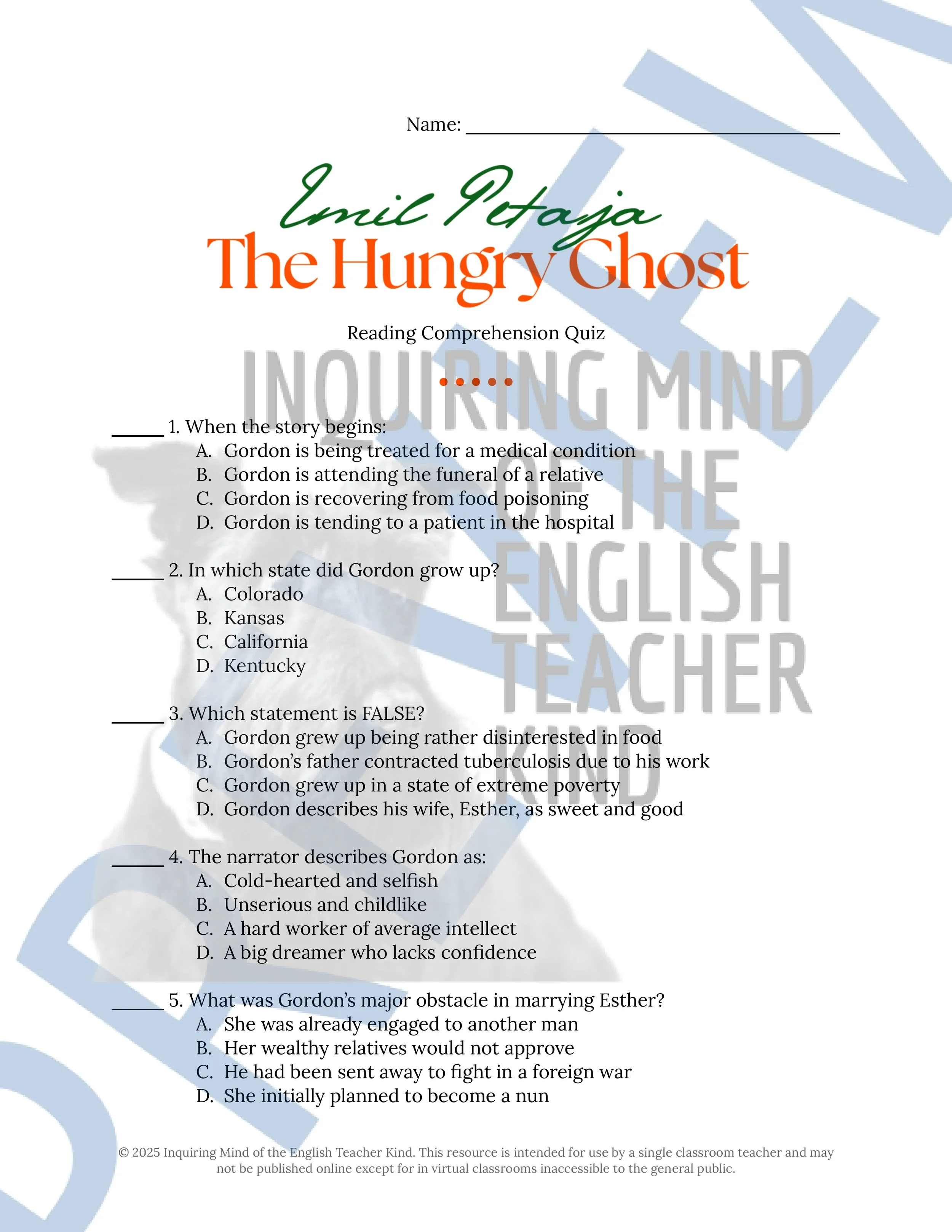 13 Halloween Short Stories for High School Reading Comprehension Quizzes and Answer Keys from Inquiring Mind of the English Teacher Kind
