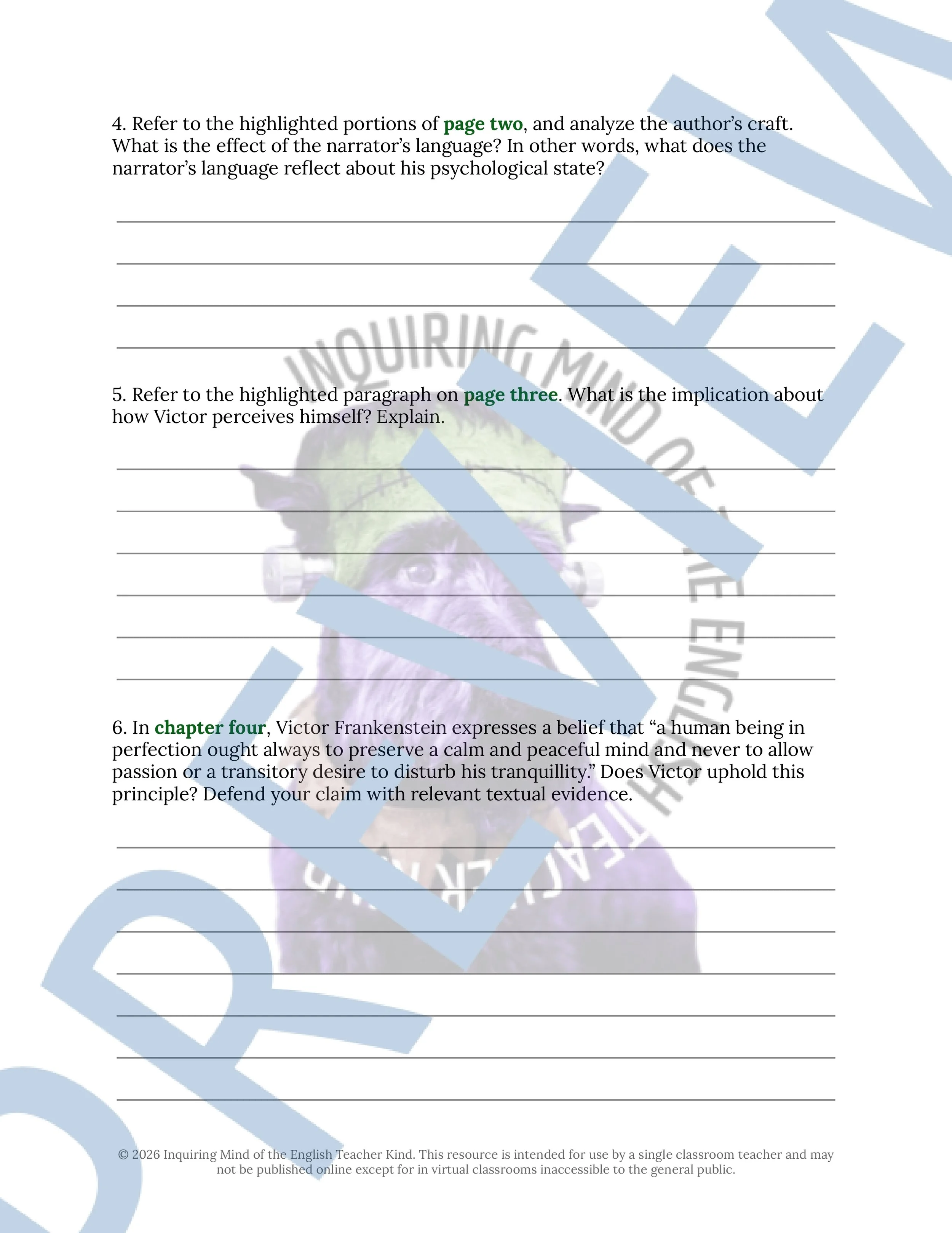 Frankenstein Chapters 4, 5, and 6 Close Reading Analysis Worksheet and Answer Key for High School English Language Arts (2).jpg