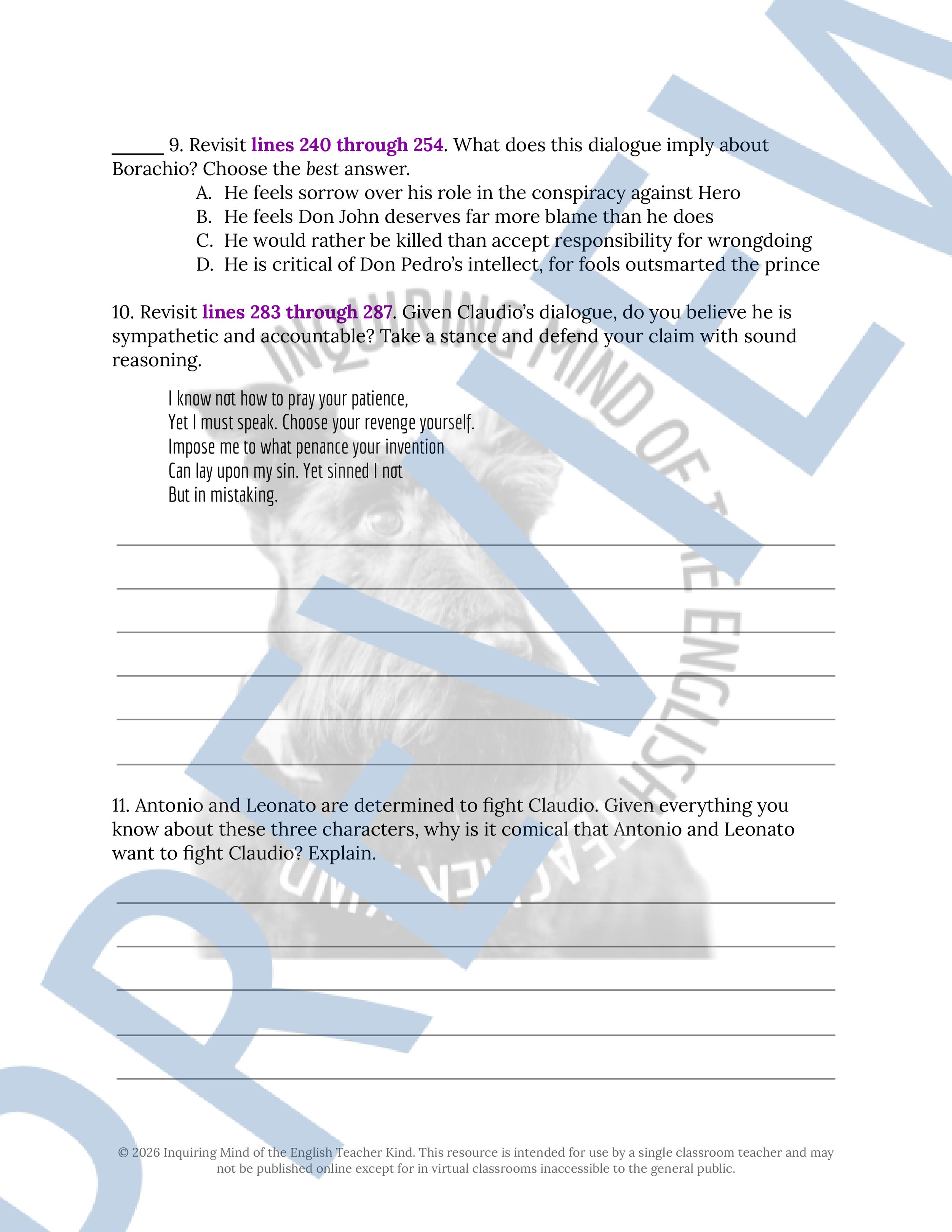 Much Ado About Nothing Act 5.1 Close Reading Analysis Worksheet (3).jpg