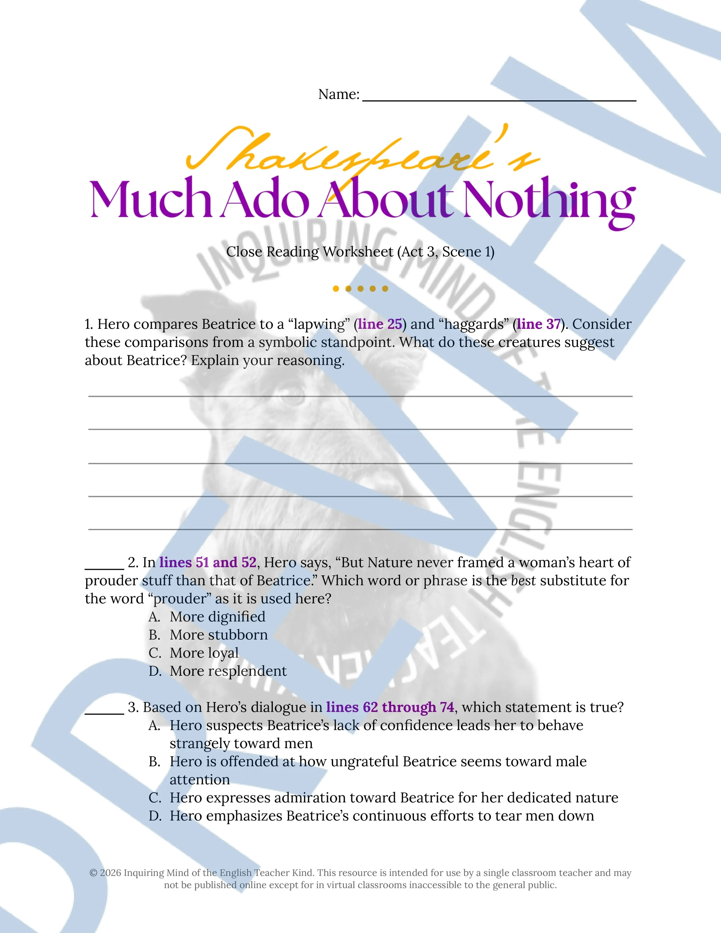 Much Ado About Nothing Act 3.1 Close Reading Analysis Worksheet (1).jpg