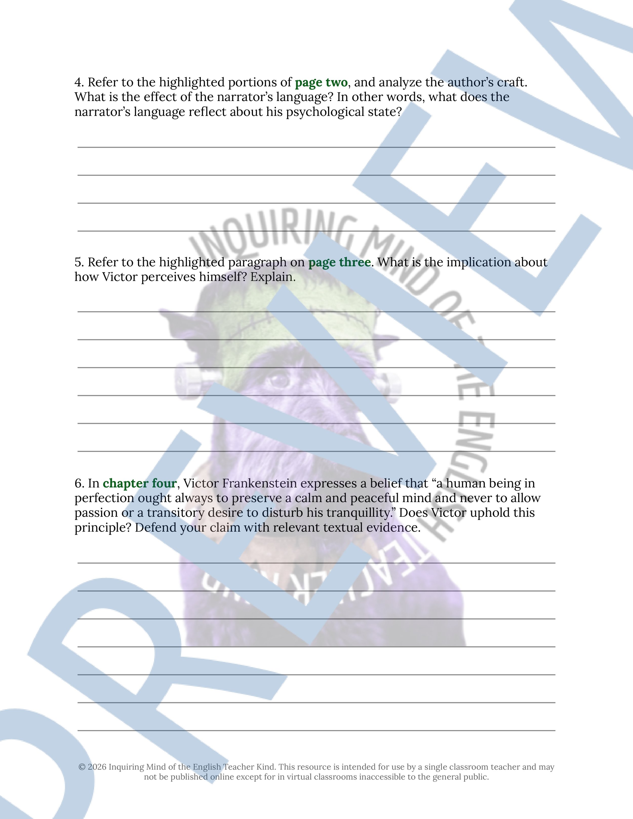 Frankenstein Chapters 4, 5, and 6 Close Reading Analysis Worksheet and Answer Key for High School English Language Arts (2).jpg