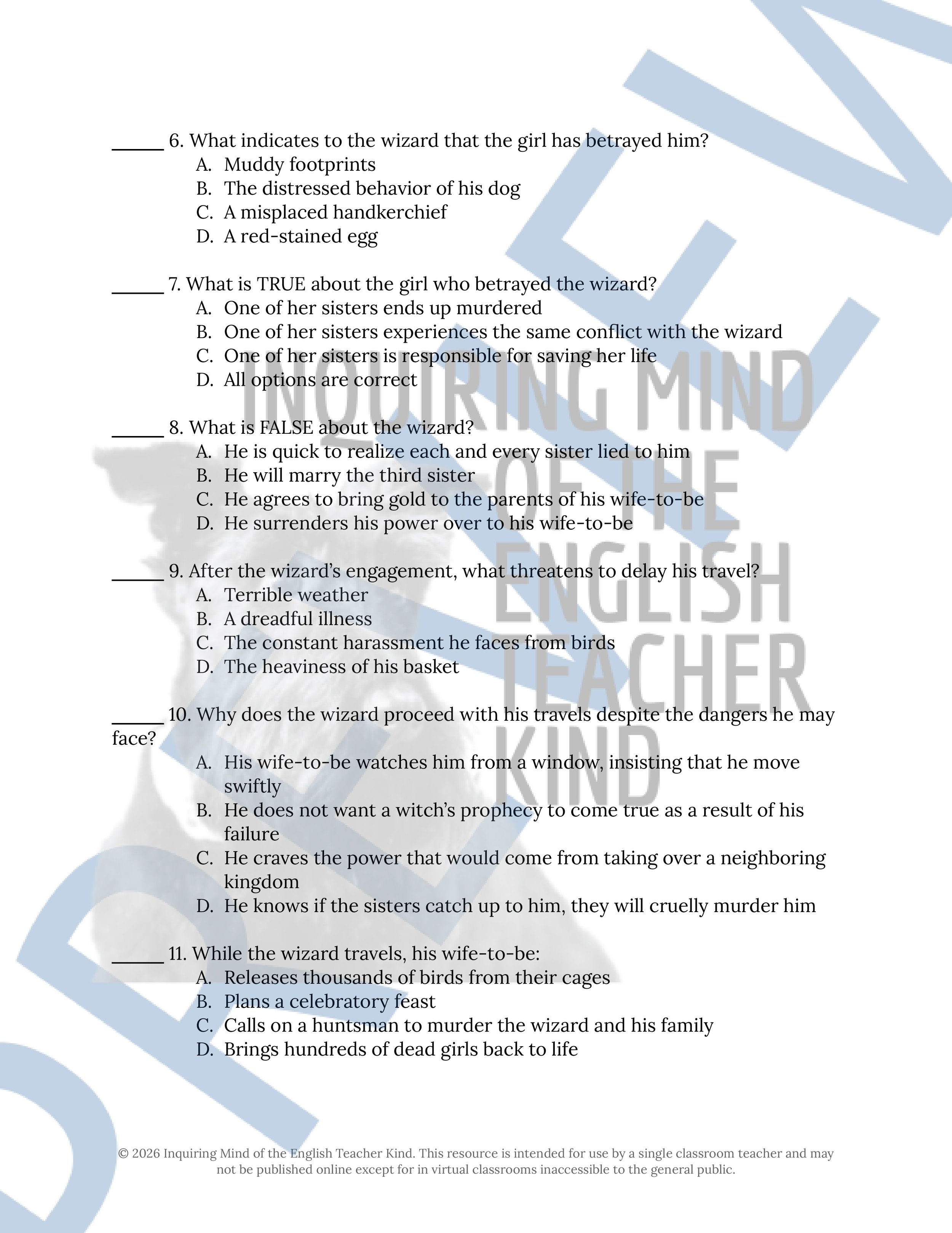 Fitcher's Bird by the Brothers Grimm Quiz and Answer Key - Fairy Tale, Fantasy Short Story (2).jpg