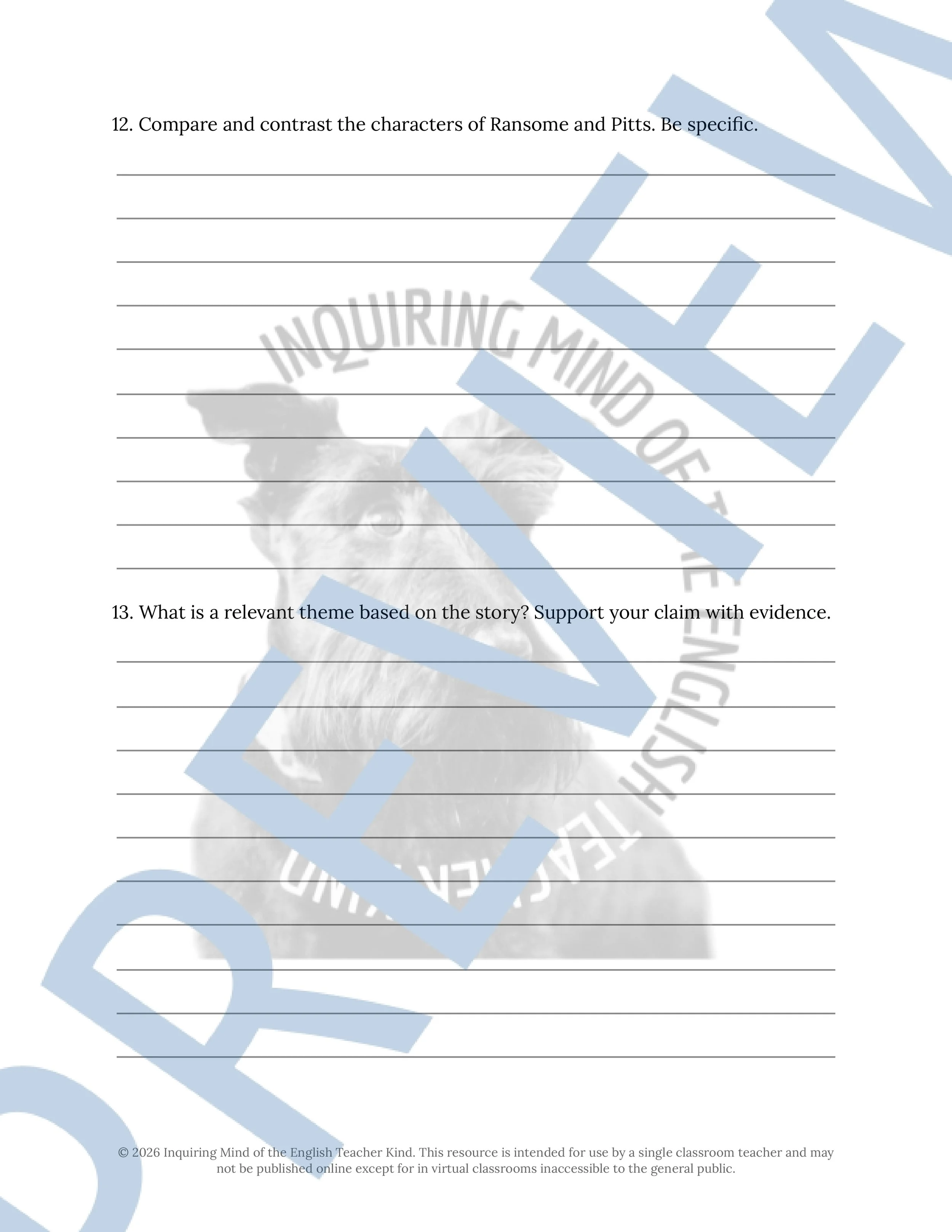 The Dreadful Rabbits by Manly Wade Wellman Close Reading Analysis Worksheet and Answer Key (4).jpg